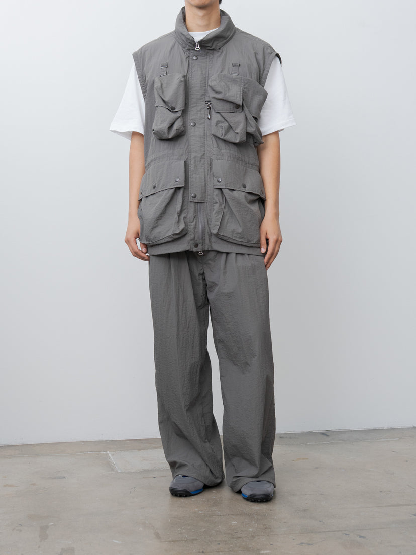 Namu Shop - Yoke Nylon Multi Pockets Detachable Utility Blouson - Charcoal Khaki