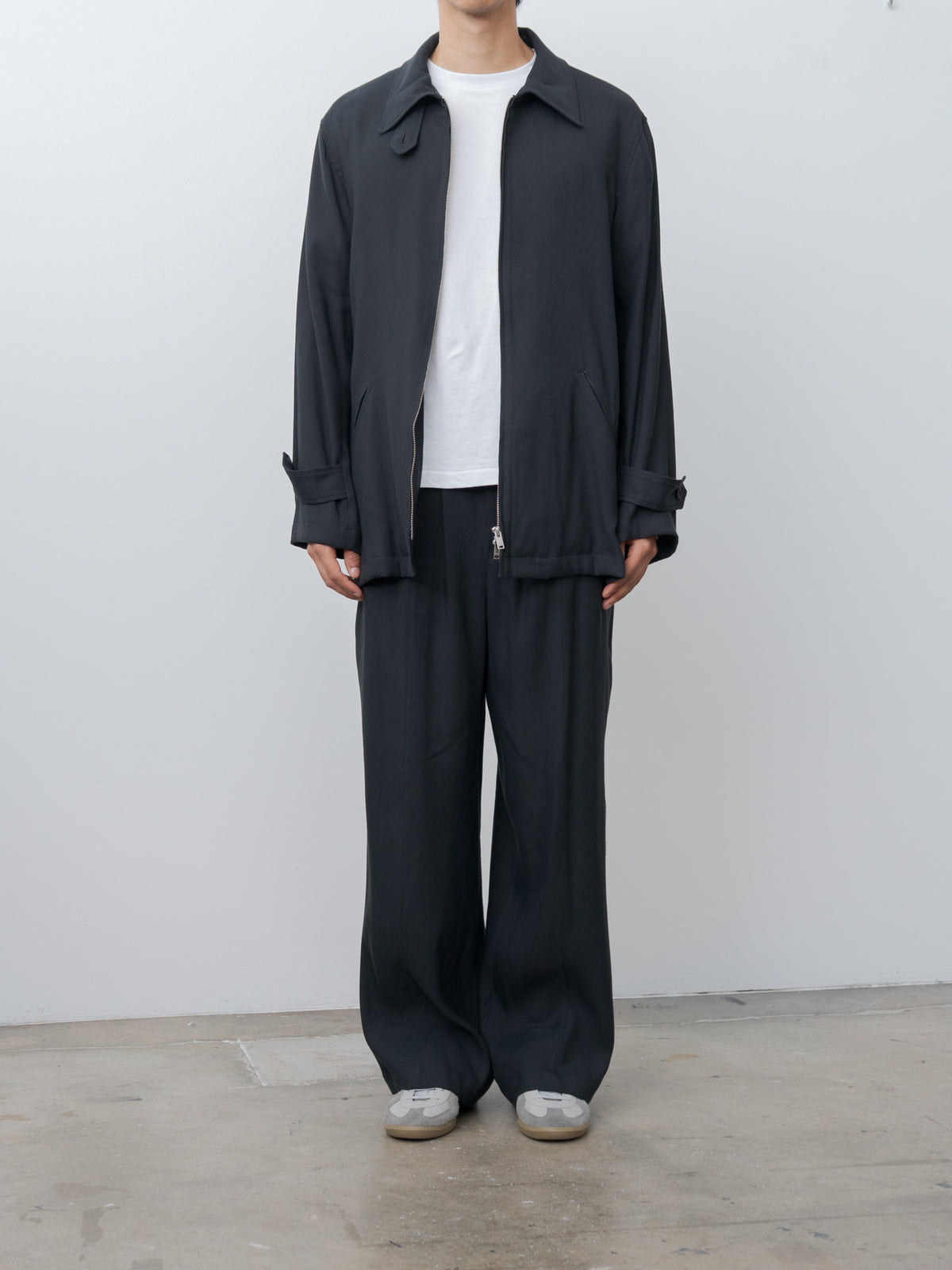 Namu Shop - Yoke Linen Acetate Zip Blouson - Black