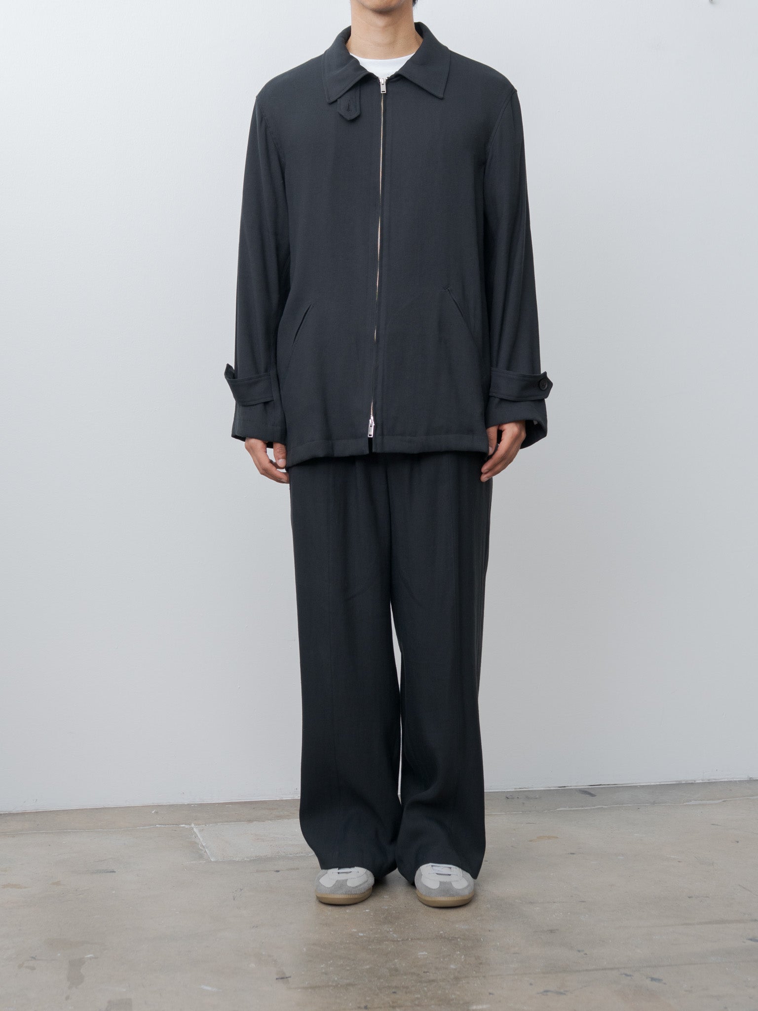Namu Shop - Yoke Linen Acetate Zip Blouson - Black