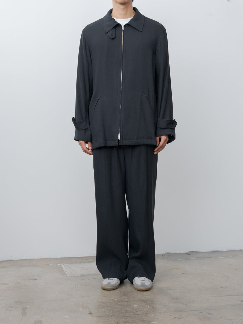 Namu Shop - Yoke Linen Acetate Zip Blouson - Black