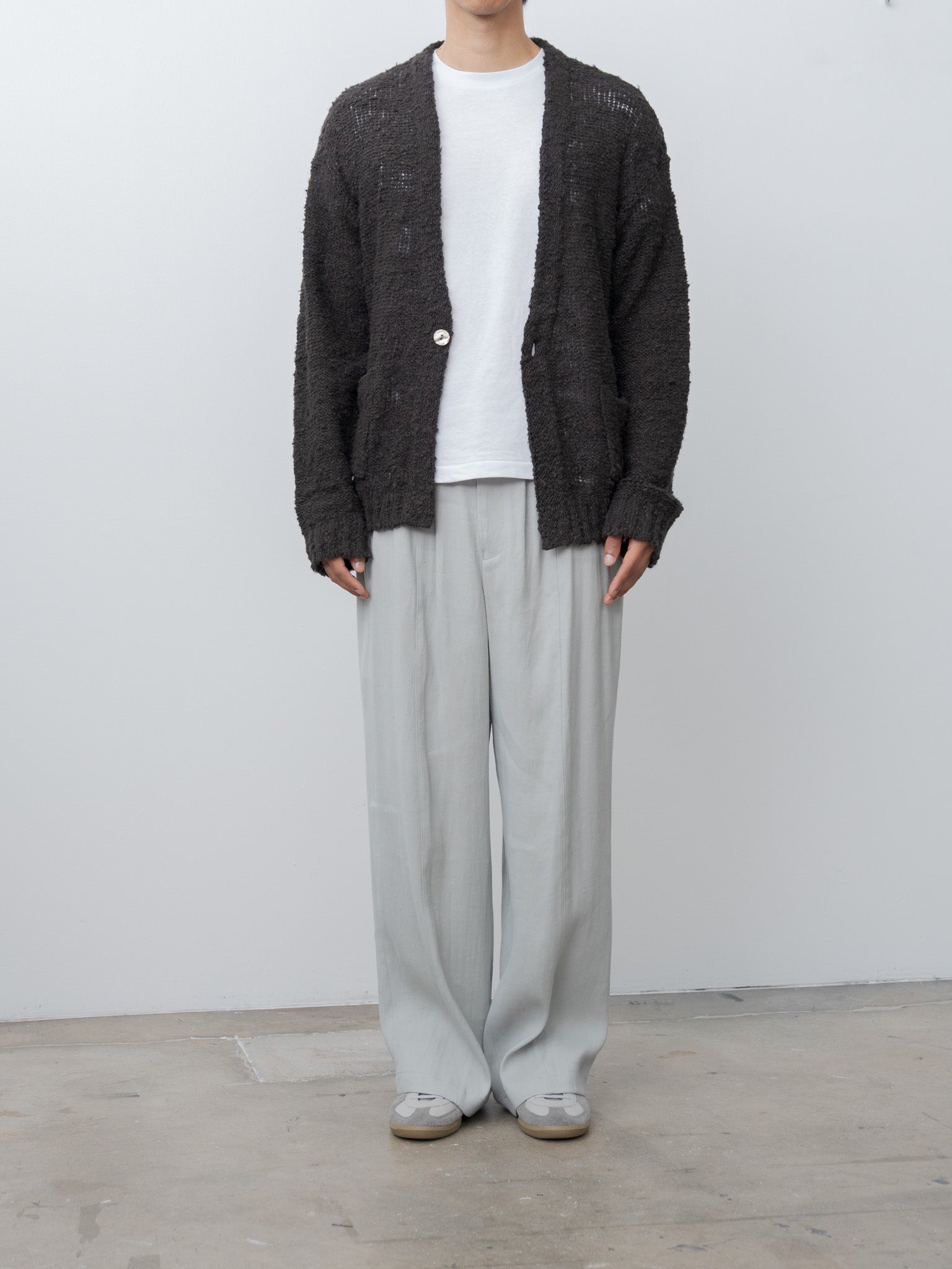Namu Shop - Yoke Linen Slub Cardigan - Brown