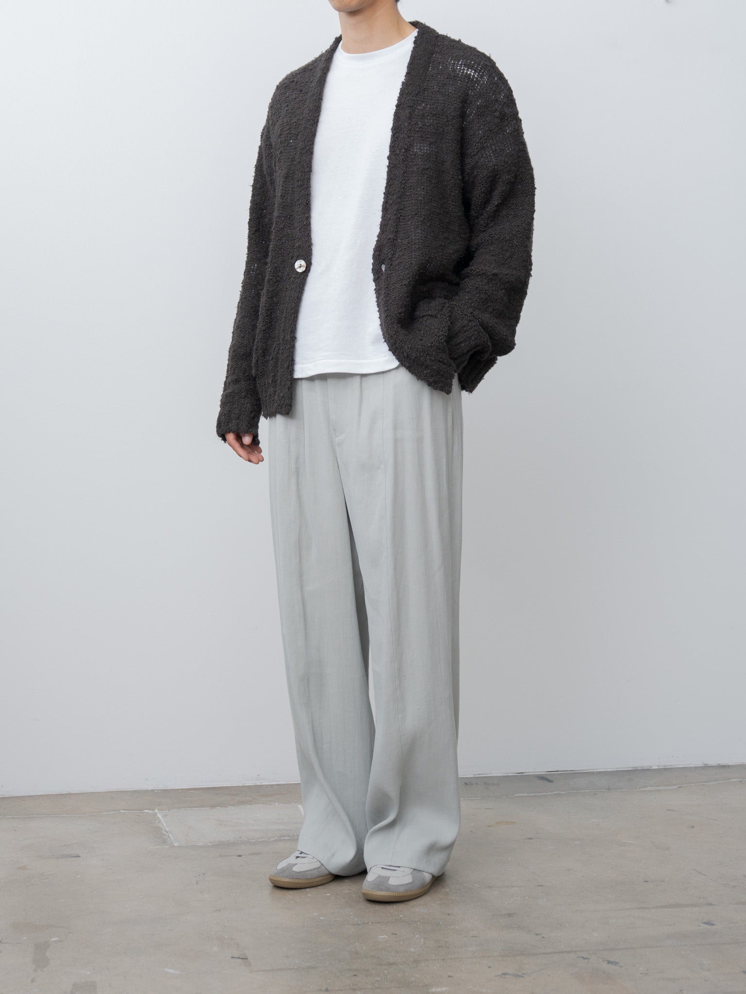 Namu Shop - Yoke Linen Slub Cardigan - Brown