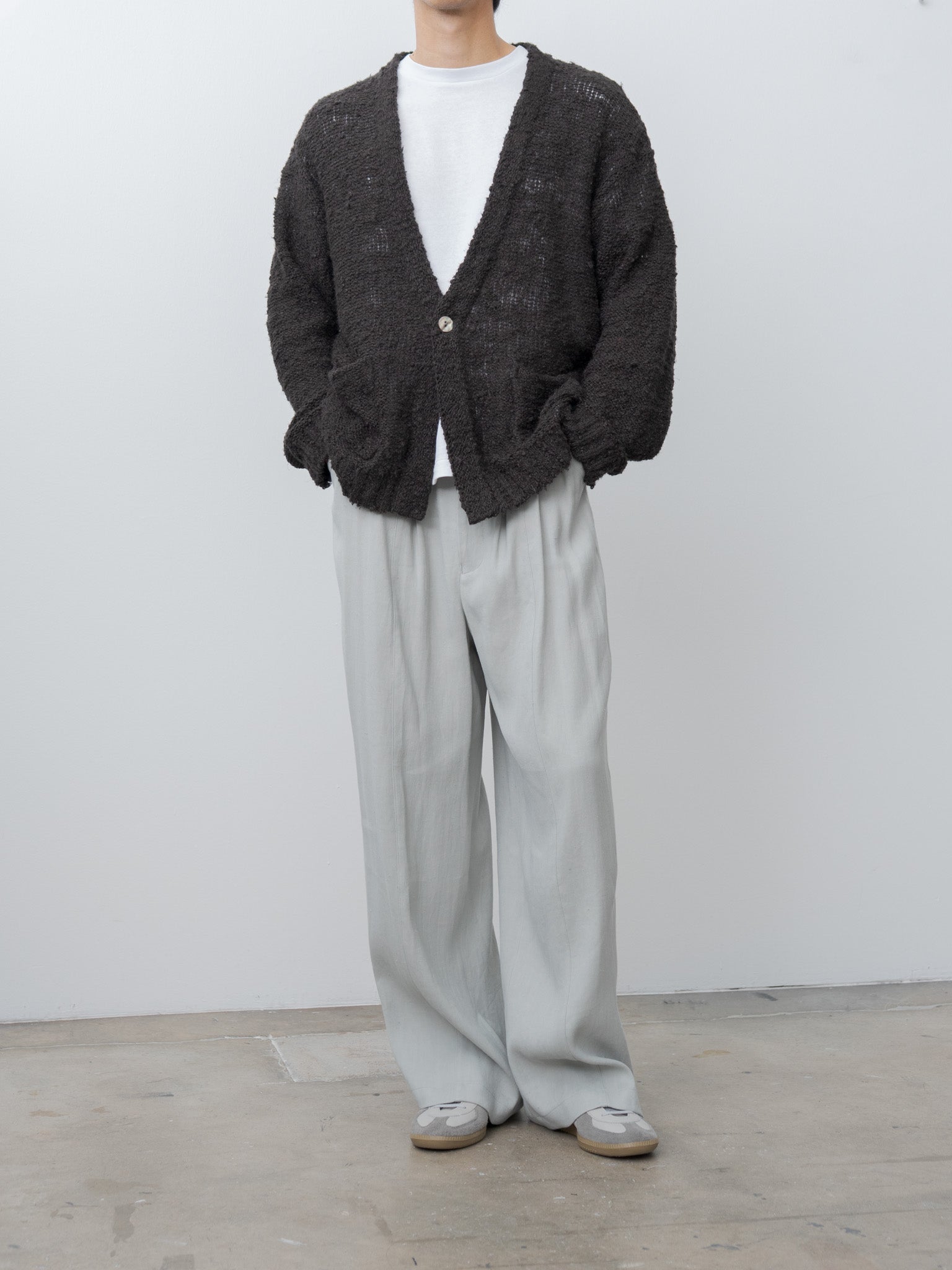Namu Shop - Yoke Linen Slub Cardigan - Brown