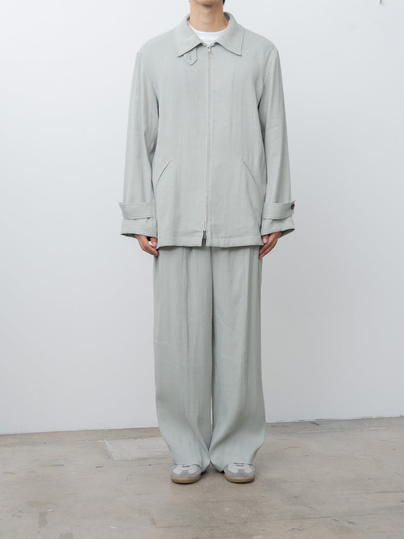 Namu Shop - Yoke Linen Acetate Front Gather Wide Trousers - Mist Green