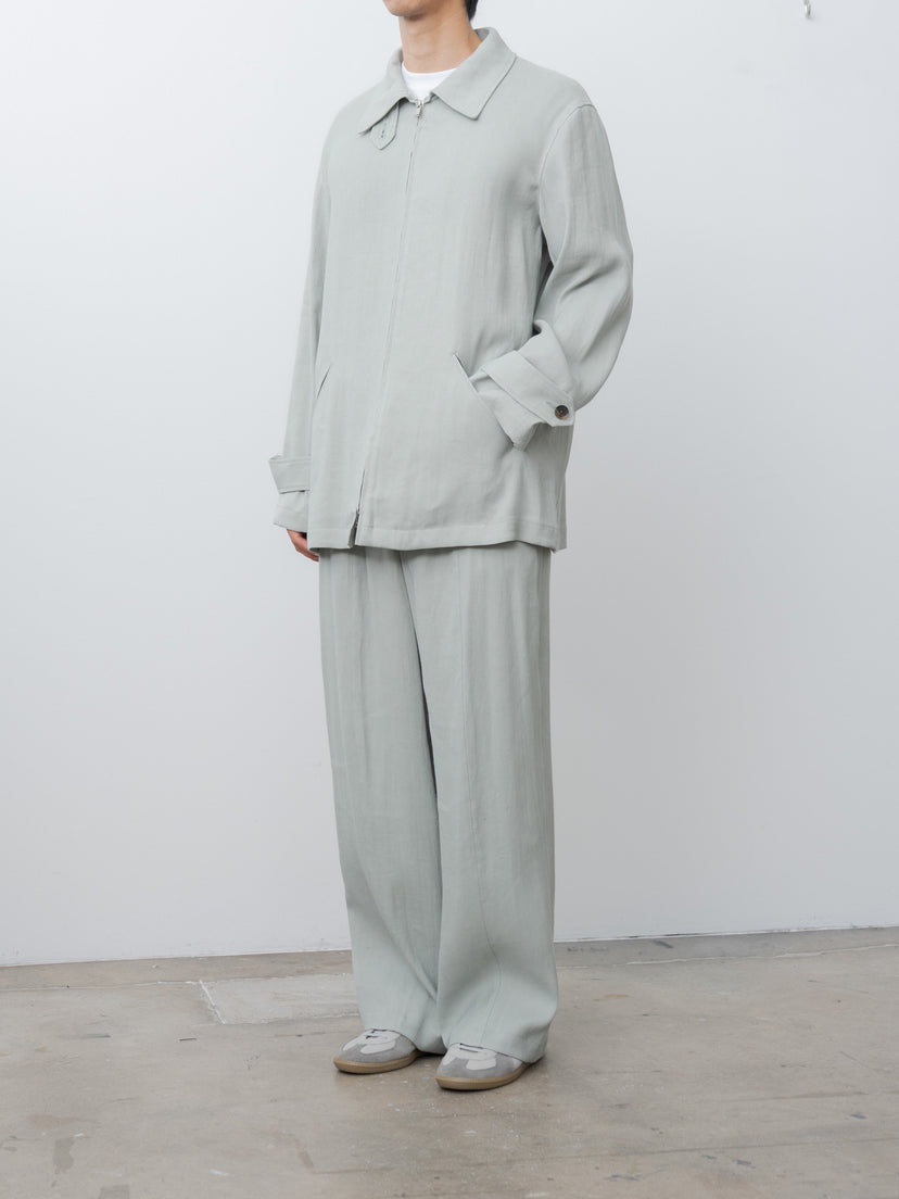 Namu Shop - Yoke Linen Acetate Front Gather Wide Trousers - Mist Green