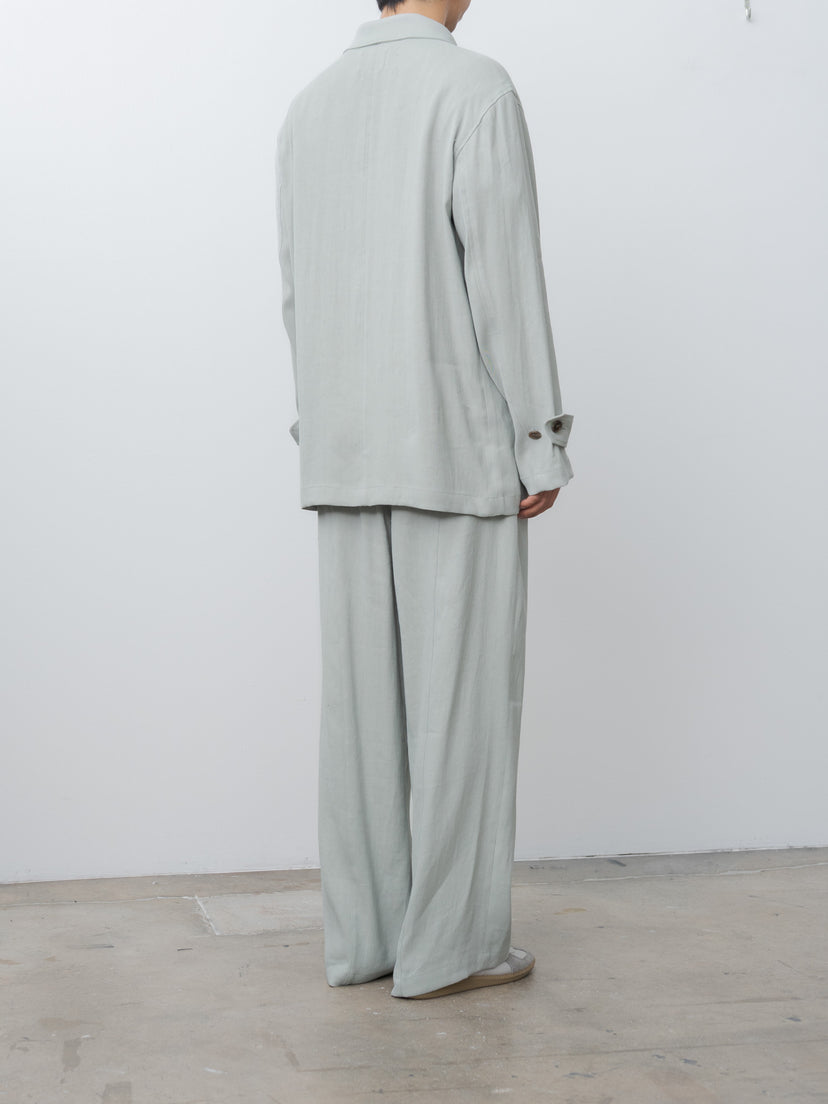 Namu Shop - Yoke Linen Acetate Front Gather Wide Trousers - Mist Green