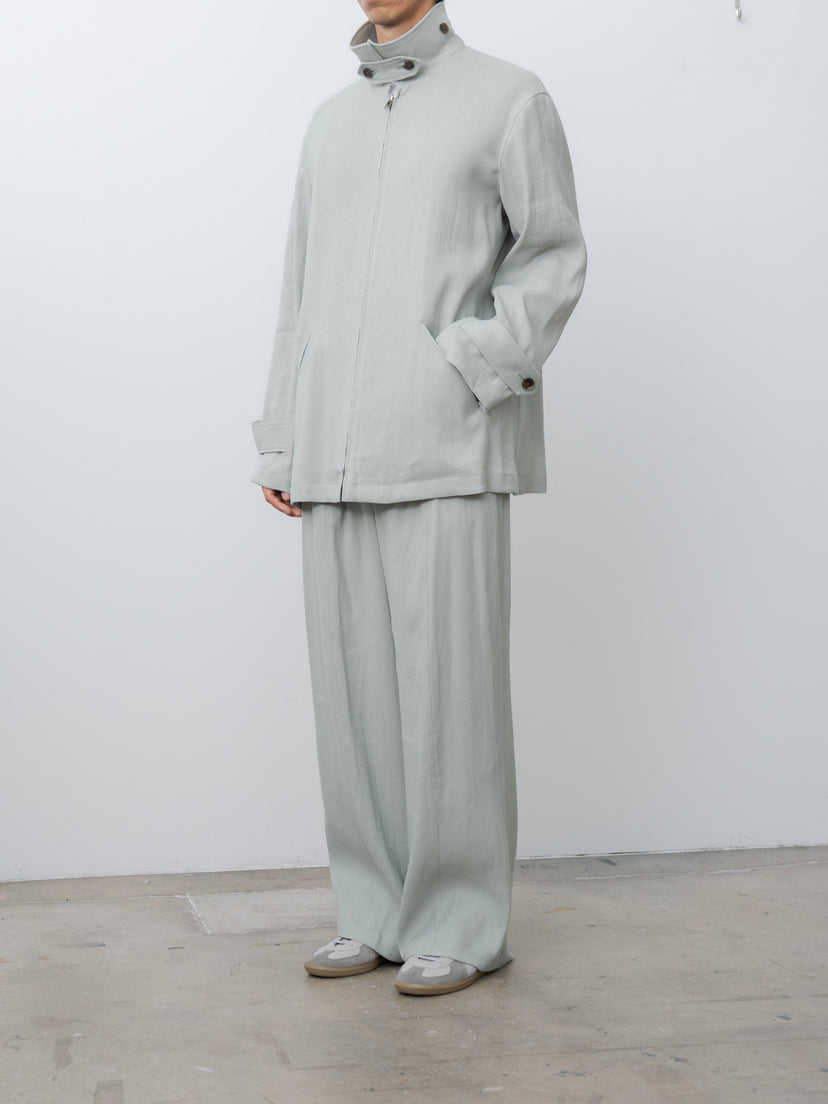 Namu Shop - Yoke Linen Acetate Zip Blouson - Mist Green