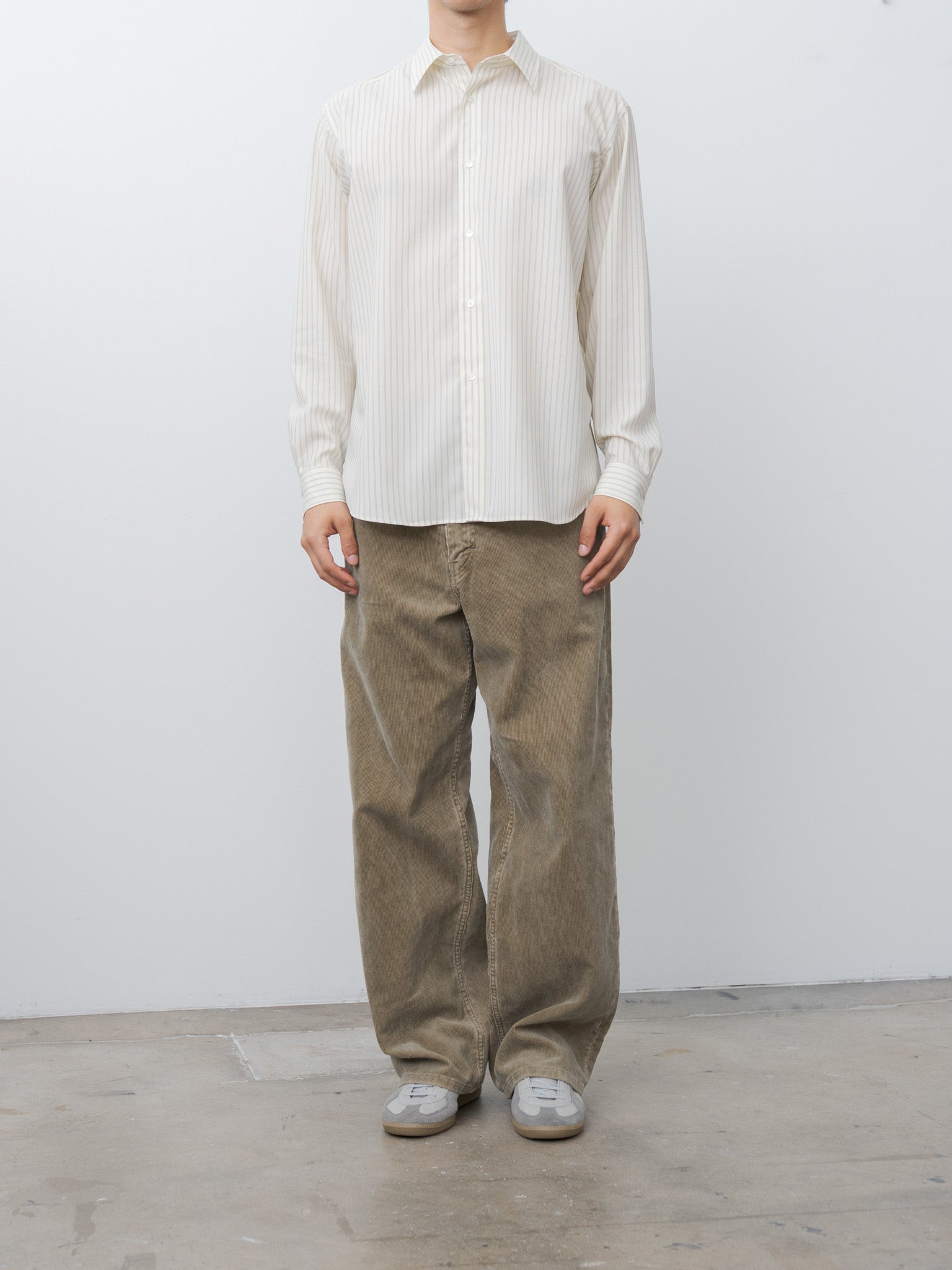 Namu Shop - Auralee Super Fine Wool Stripe Shirt - Ivory Stripe