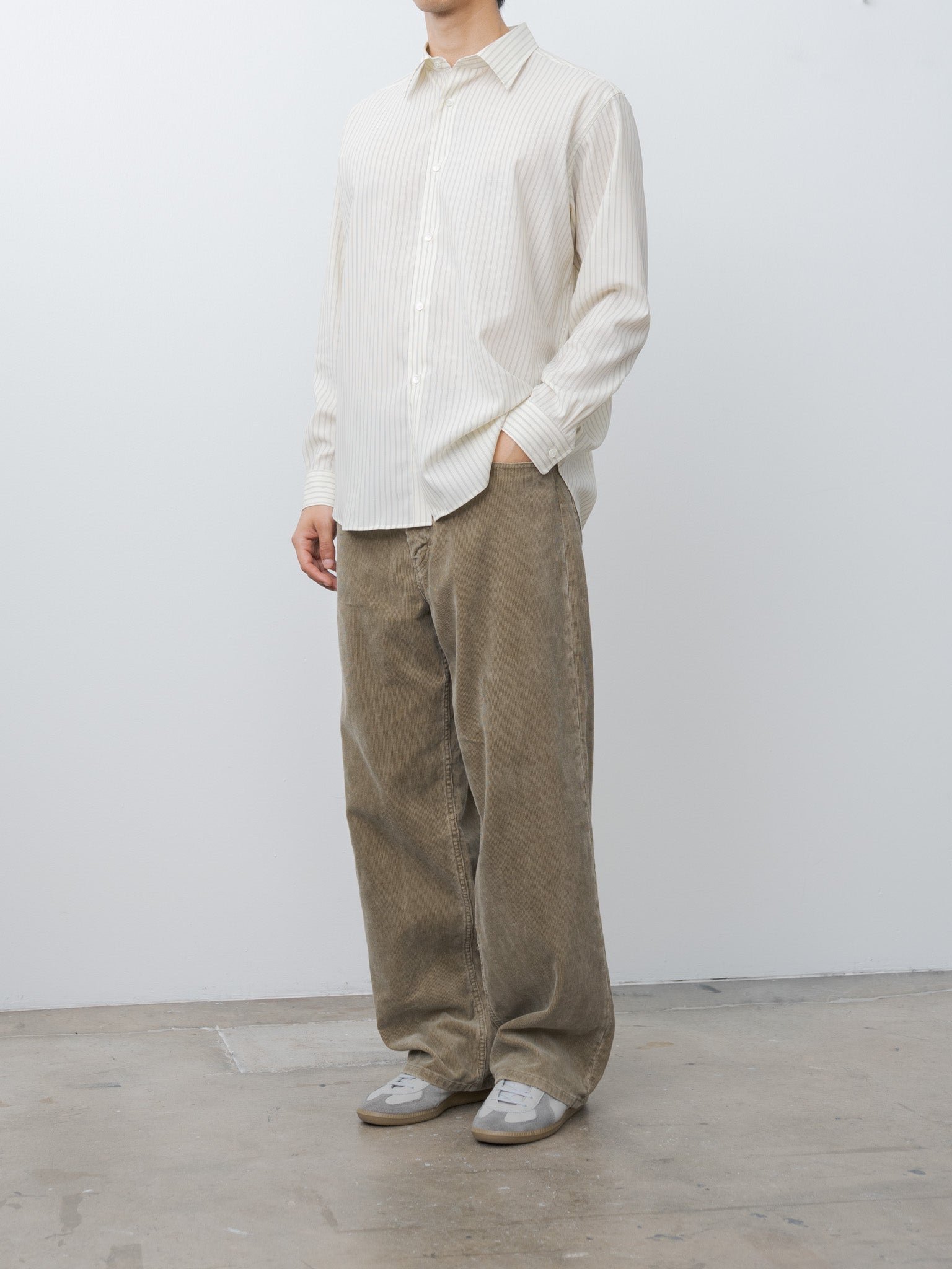 Namu Shop - Auralee Super Fine Wool Stripe Shirt - Ivory Stripe