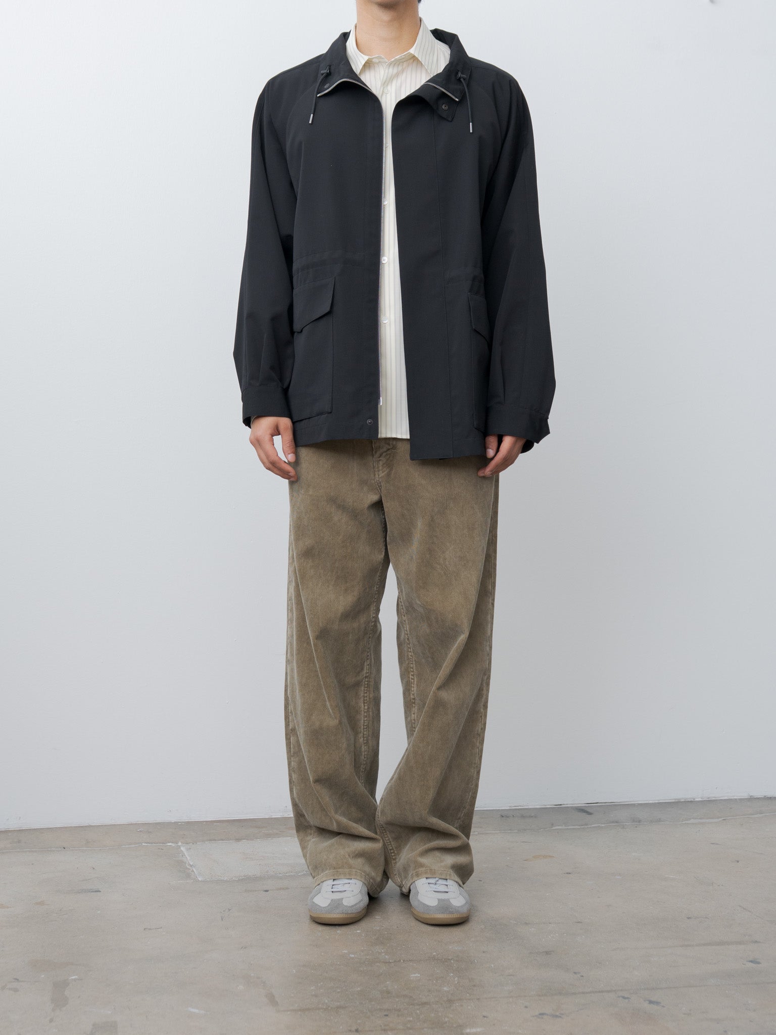 Namu Shop - Auralee Wool Max Canvas High Neck Zip Blouson - Black