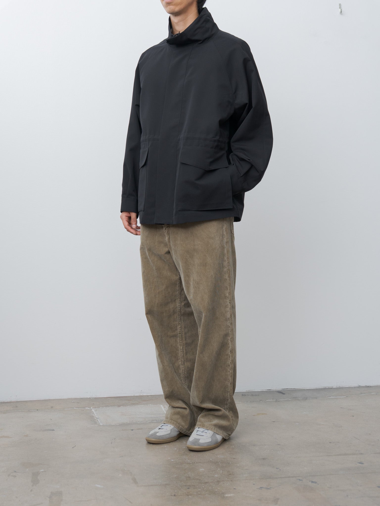 Namu Shop - Auralee Wool Max Canvas High Neck Zip Blouson - Black