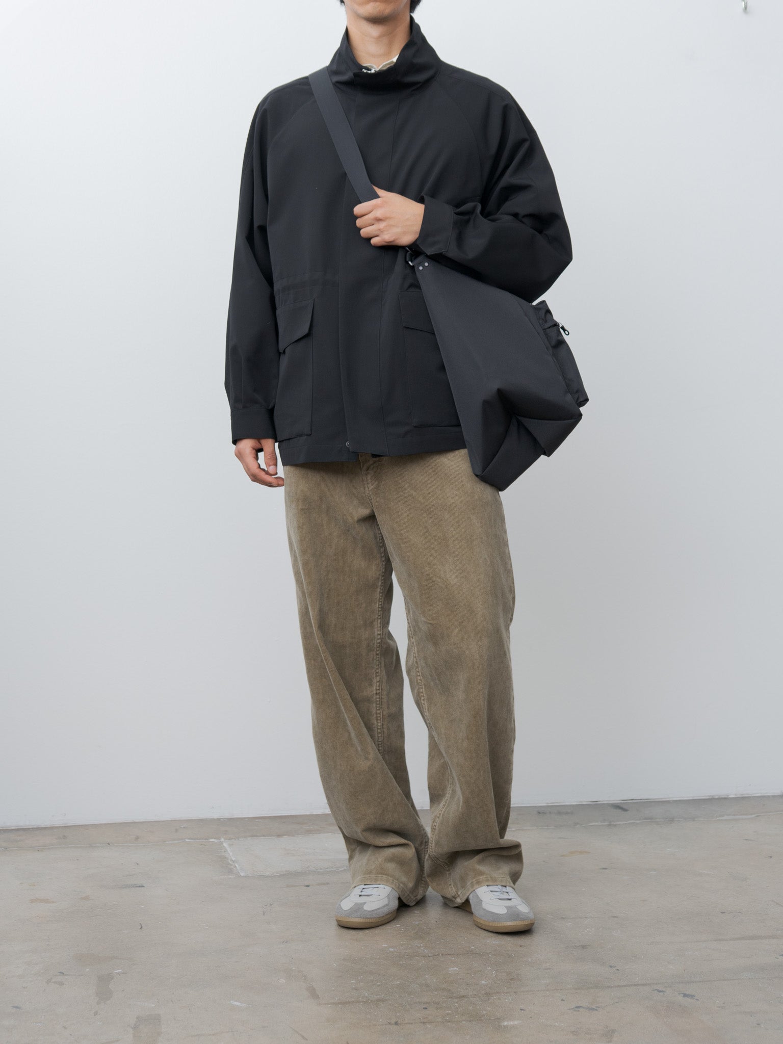 Namu Shop - Auralee Wool Max Canvas High Neck Zip Blouson - Black