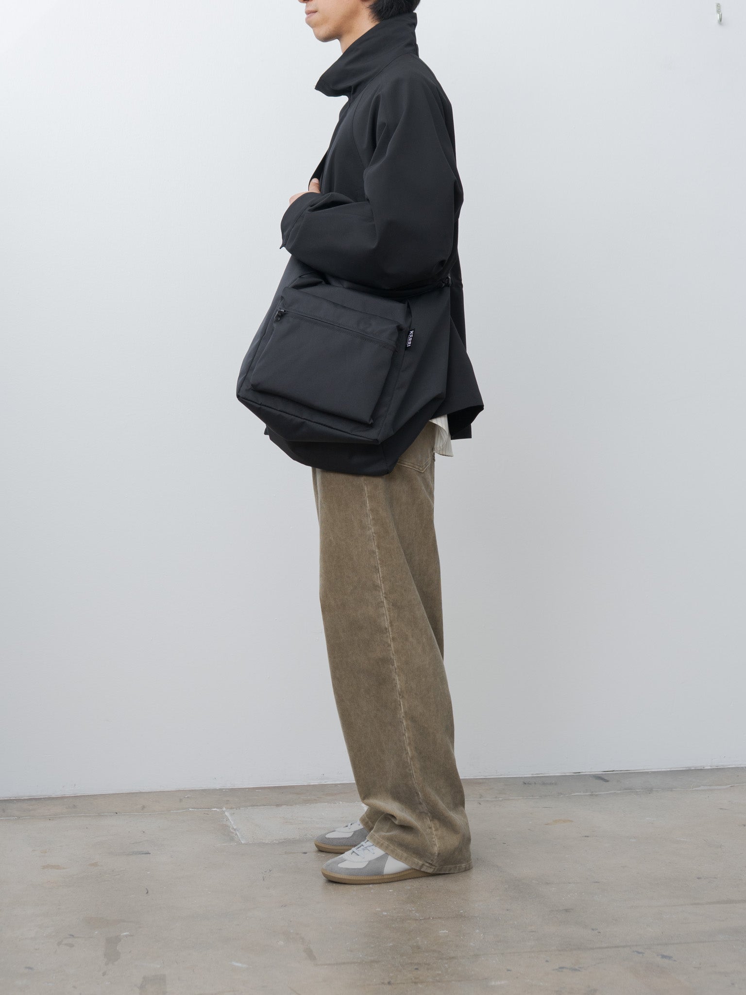 Namu Shop - Auralee Wool Max Canvas High Neck Zip Blouson - Black