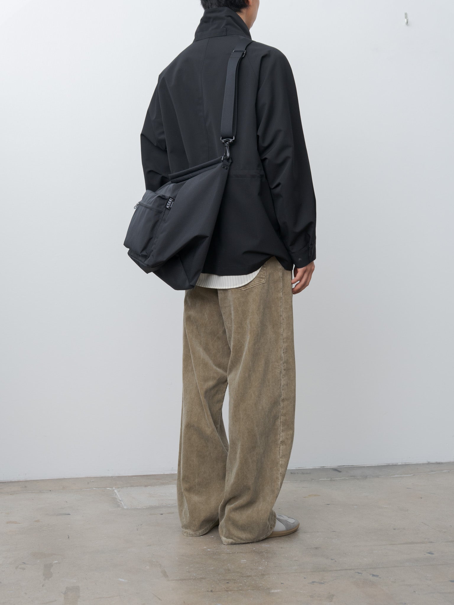 Namu Shop - Auralee Wool Max Canvas High Neck Zip Blouson - Black