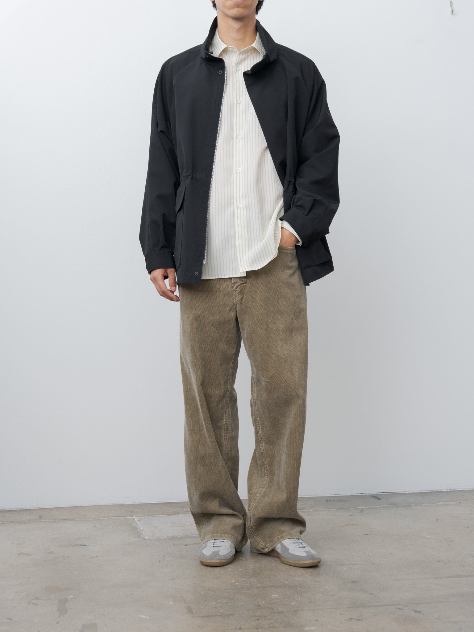 Namu Shop - Auralee Wool Max Canvas High Neck Zip Blouson - Black