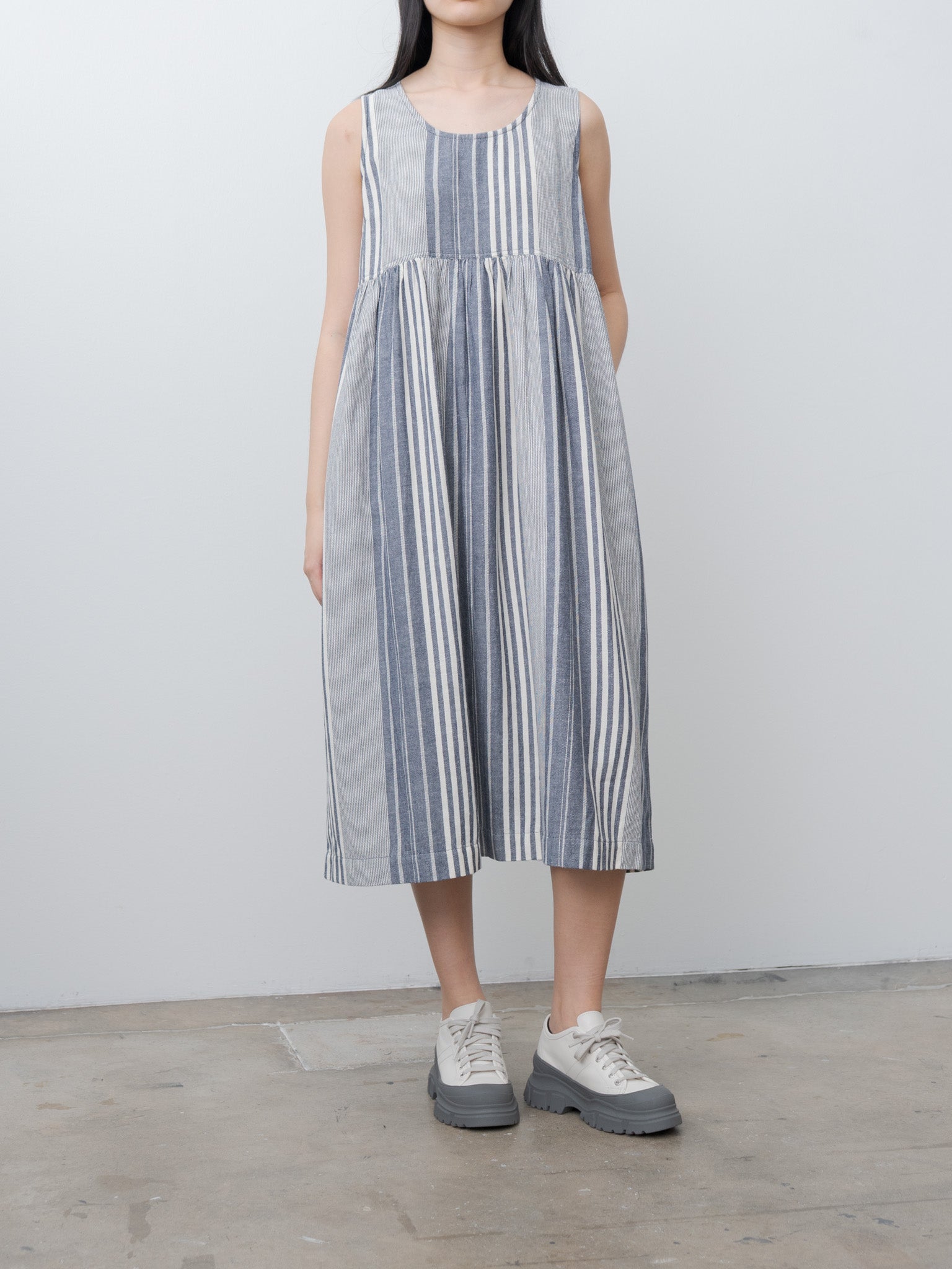 Namu Shop - Ichi Antiquites India Random Stripe Dress - Navy