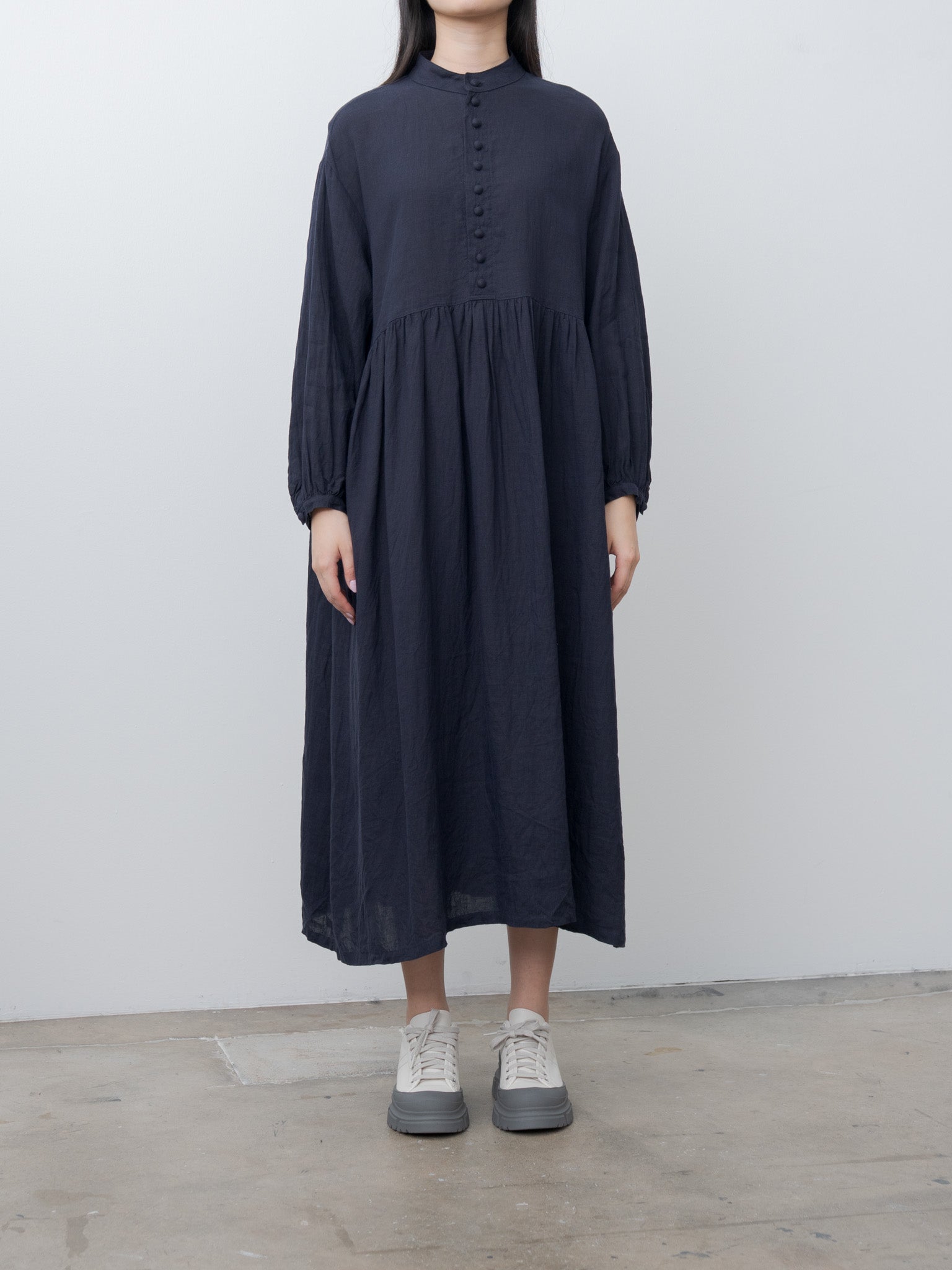 Namu Shop - Ichi Antiquites French Linen Dress - Navy