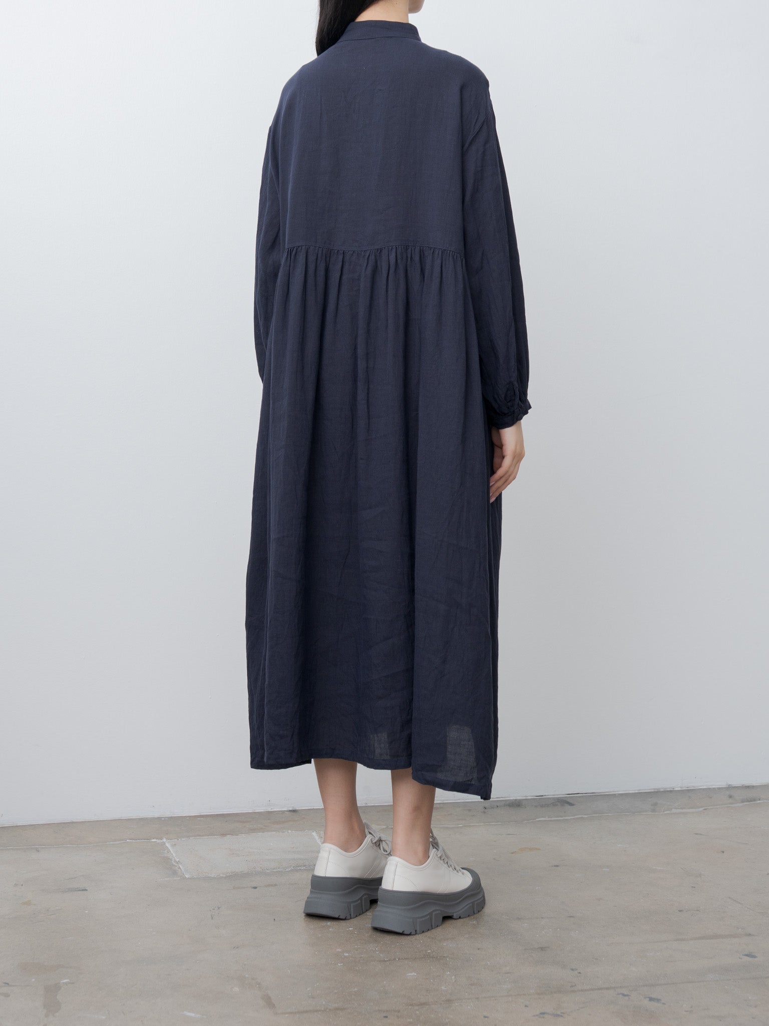 Namu Shop - Ichi Antiquites French Linen Dress - Navy