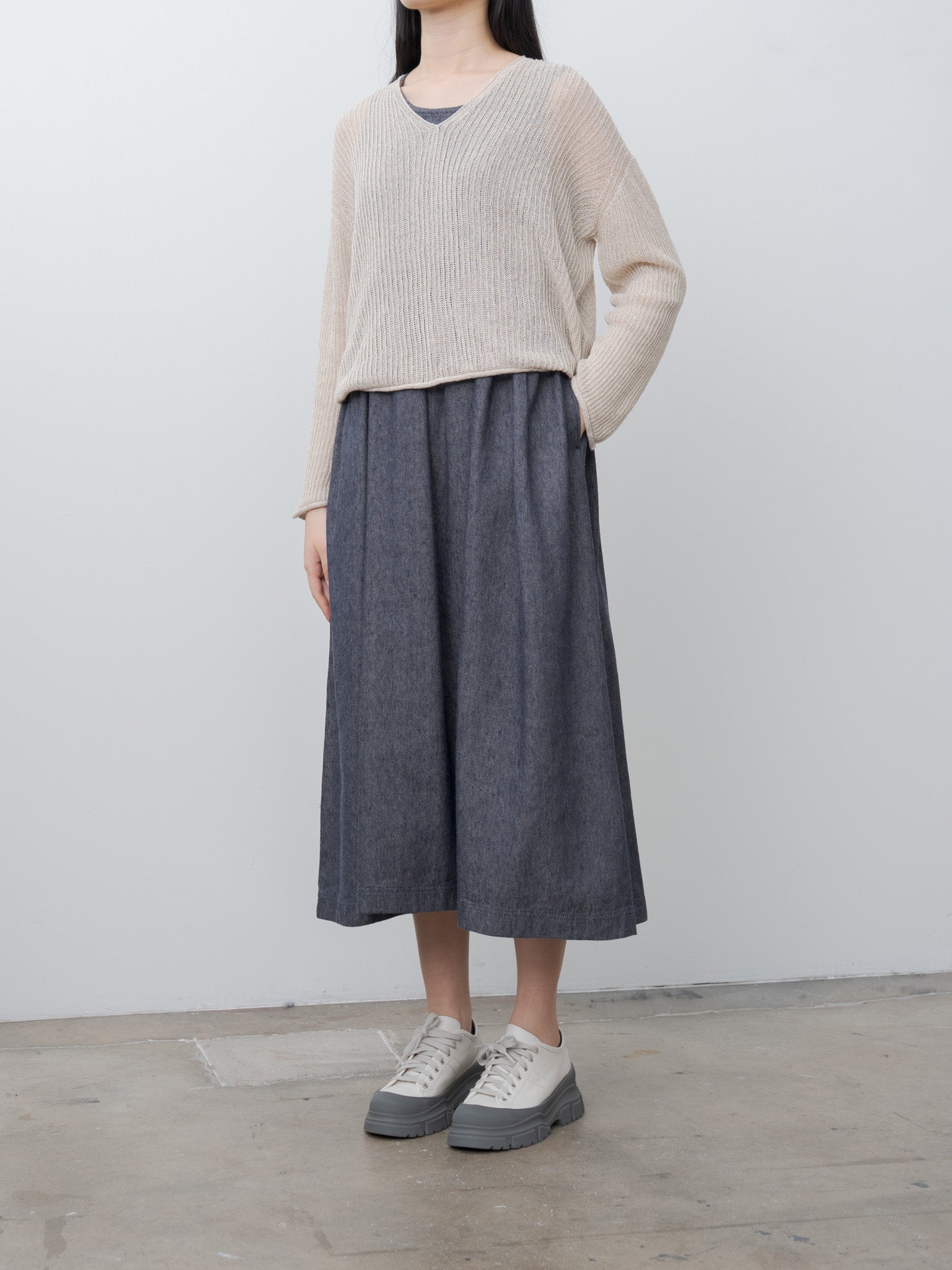 Namu Shop - Ichi Antiquites Wholegarment Cotton/Linen Sweater - Natural