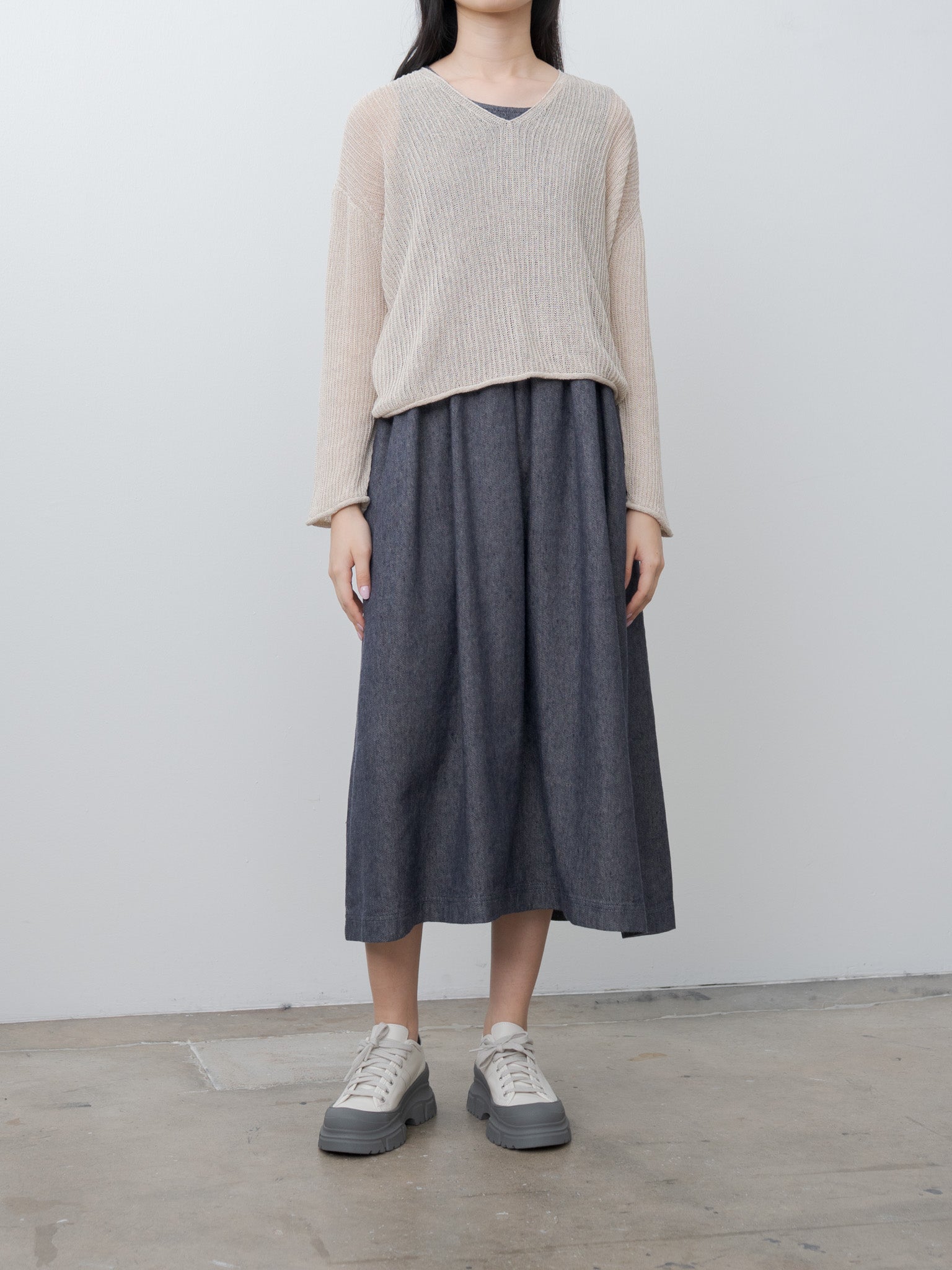 Namu Shop - Ichi Antiquites Wholegarment Cotton/Linen Sweater - Natural