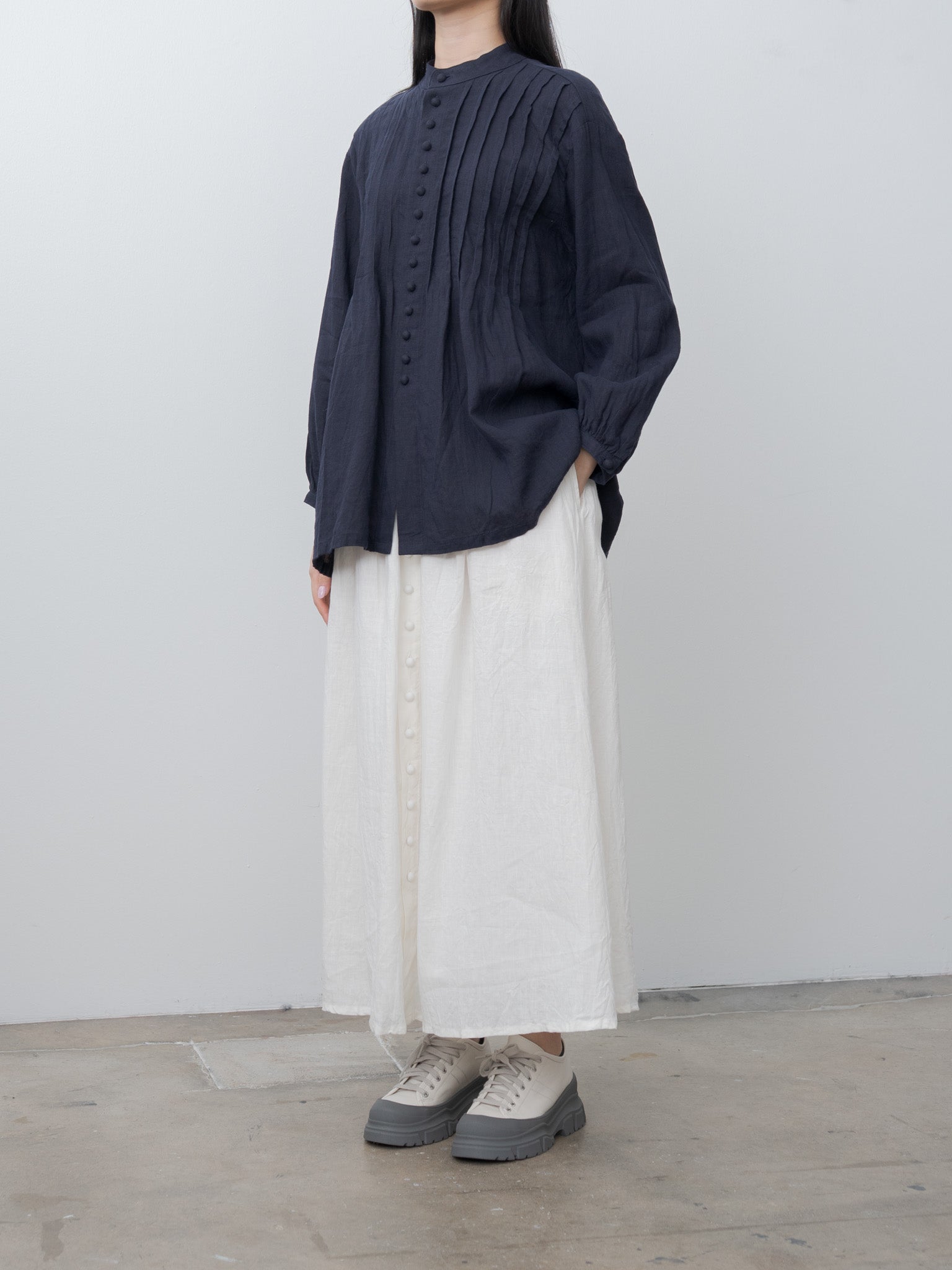 Namu Shop - Ichi Antiquites French Linen Shirt - Navy
