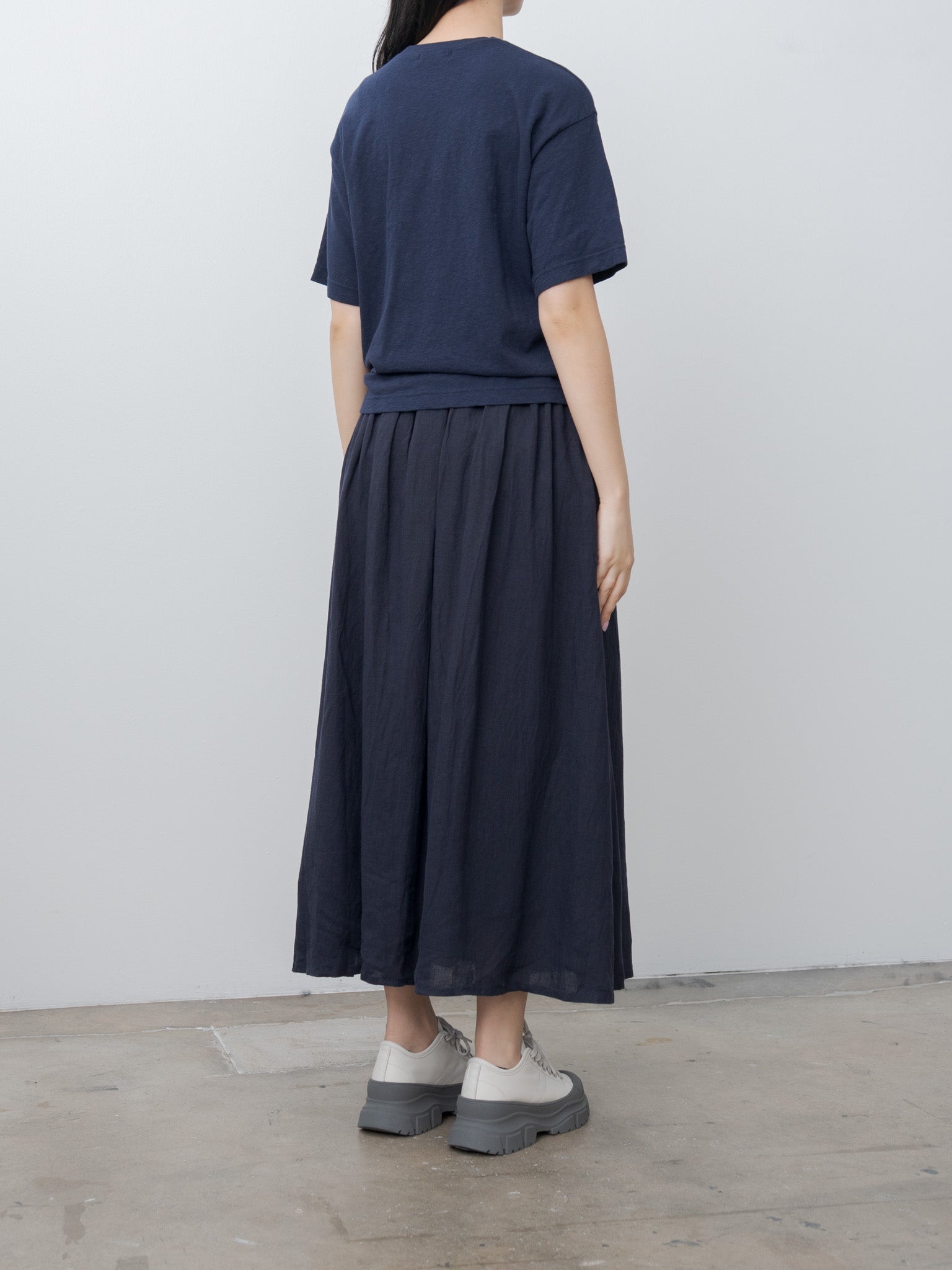Namu Shop - Ichi Antiquites French Linen Skirt - Navy