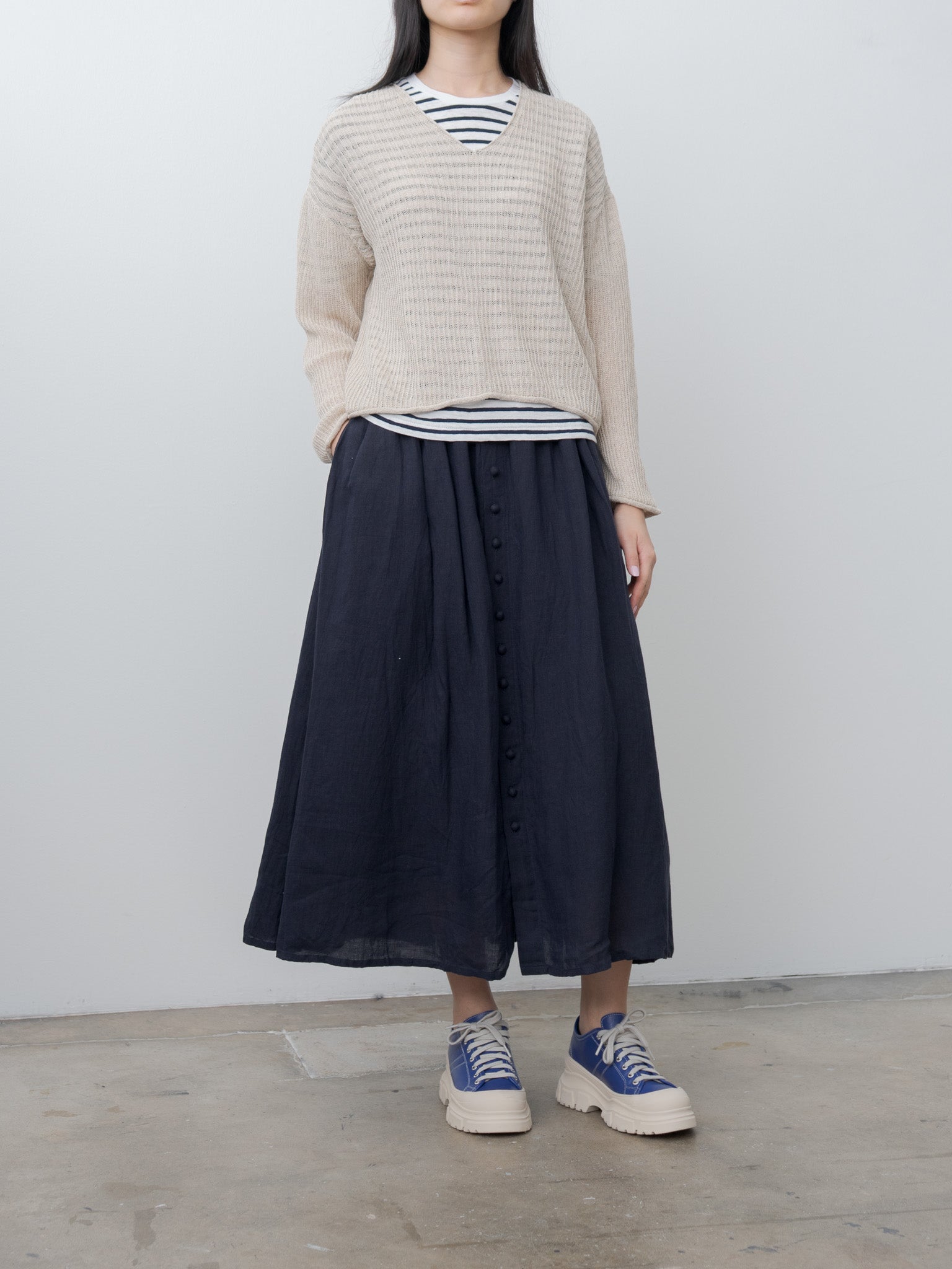 Namu Shop - Ichi Antiquites Wholegarment Cotton/Linen Sweater - Natural