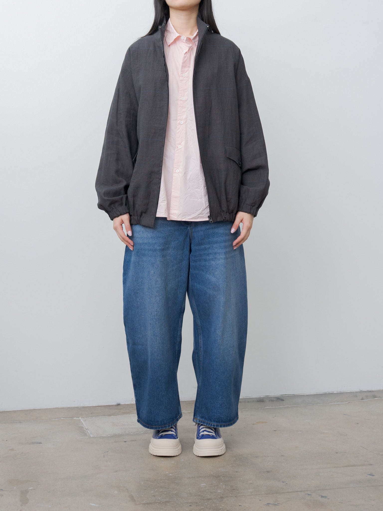 Namu Shop - Veritecoeur Glen Check Blouson - Gray Check