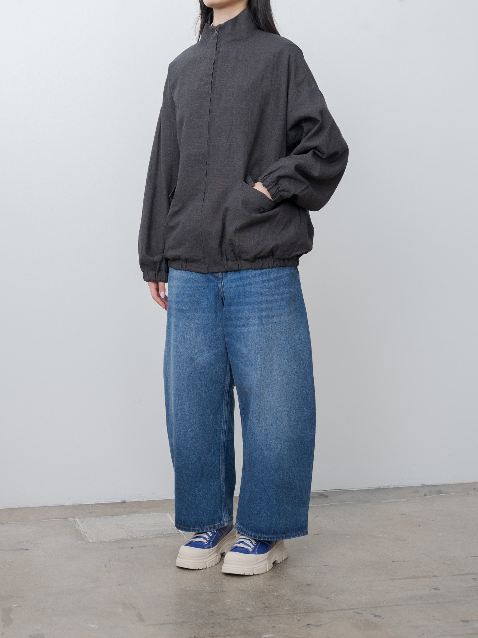 Namu Shop - Veritecoeur Glen Check Blouson - Gray Check