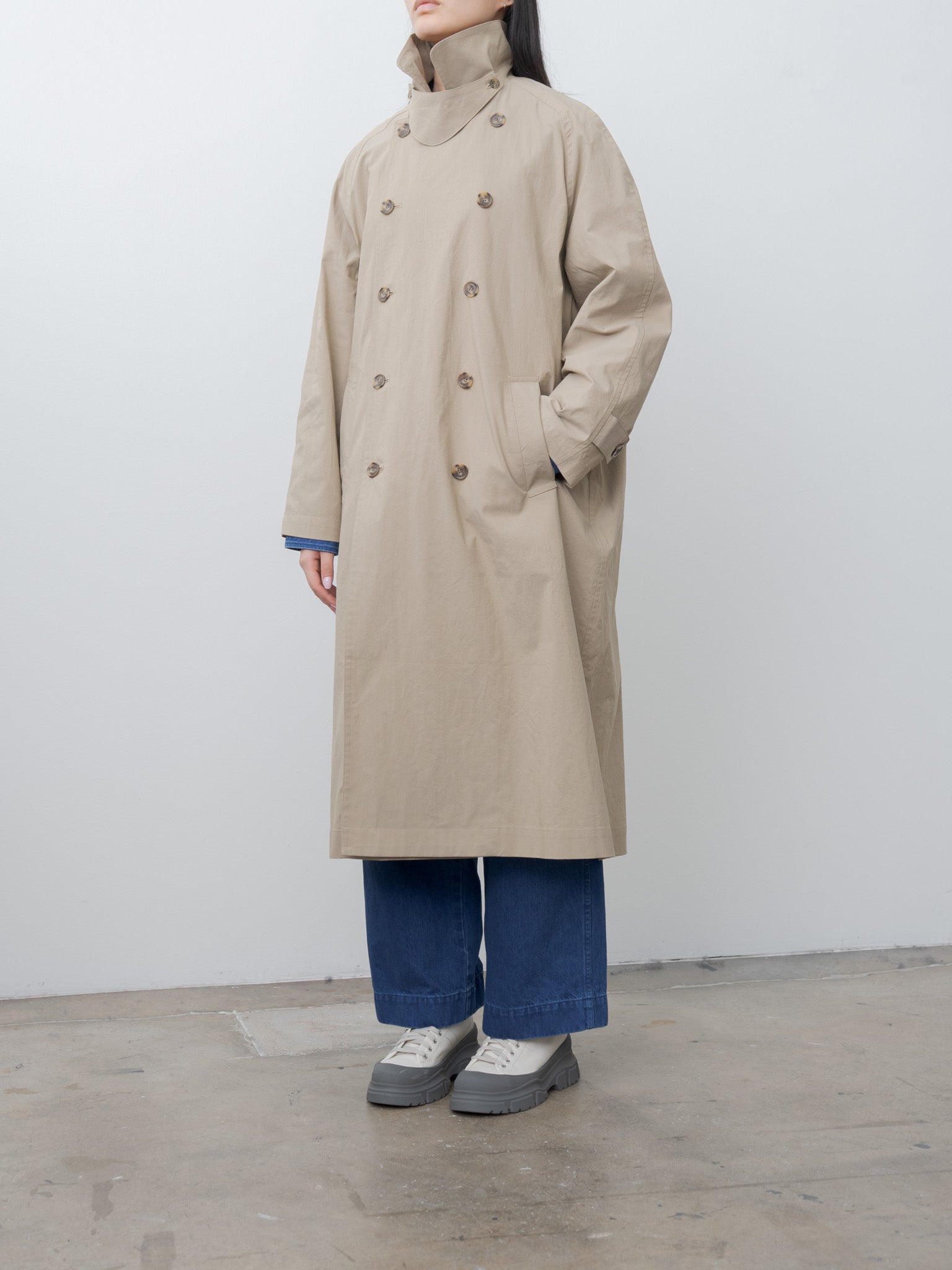 Namu Shop - Veritecoeur C/N Double Breasted Coat - Beige
