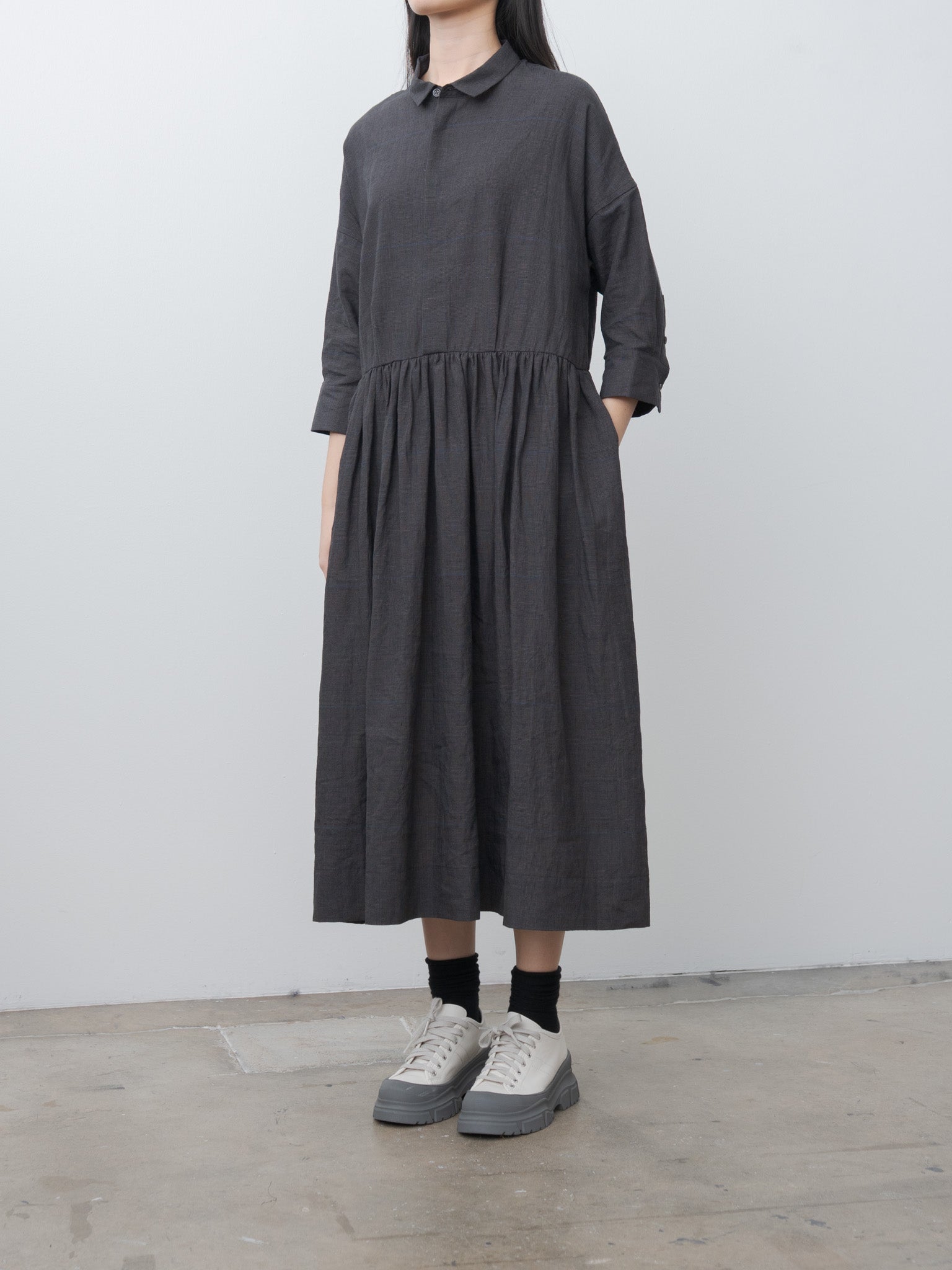 Namu Shop - Veritecoeur Glen Check Dress - Gray Check