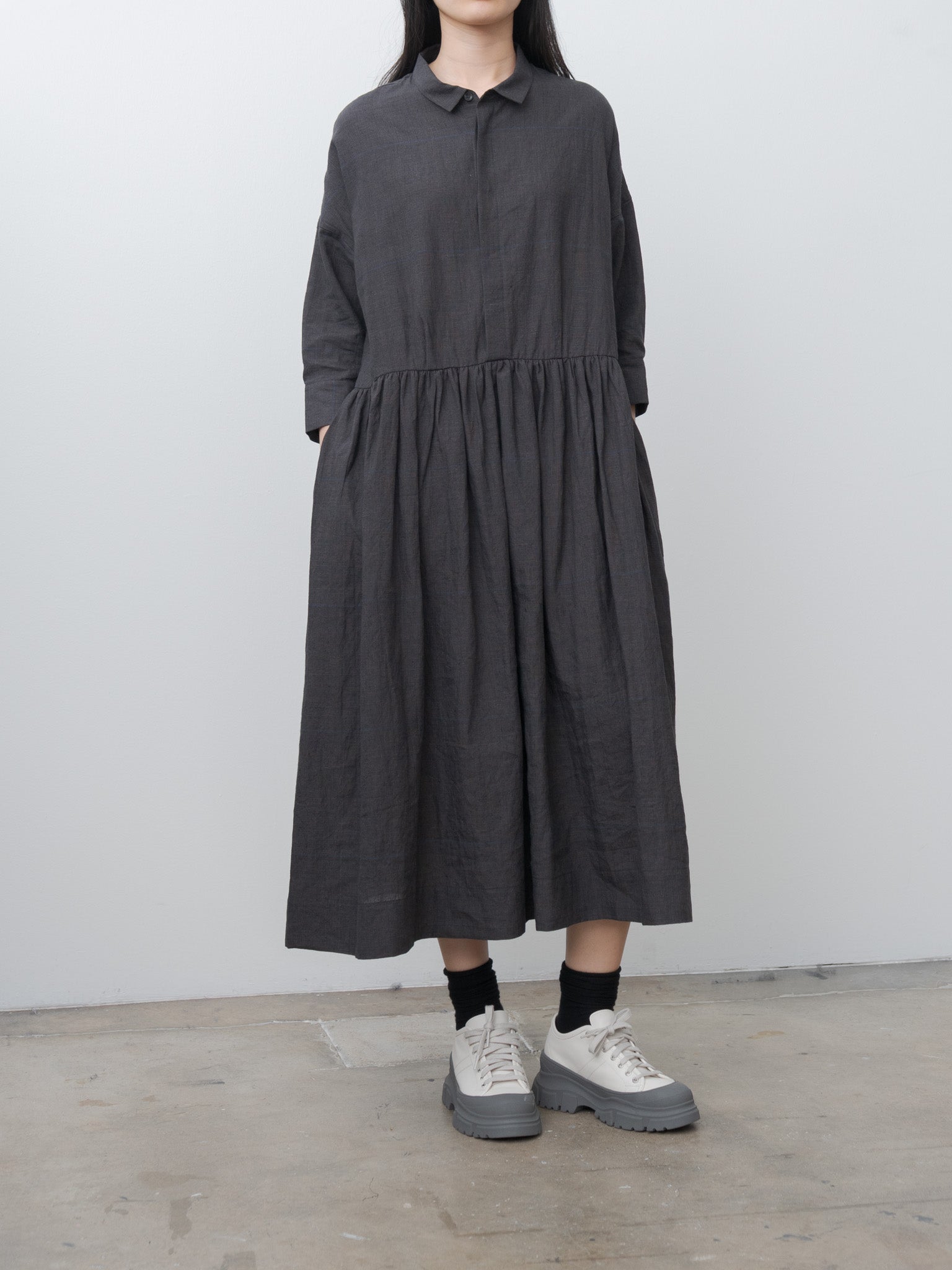 Namu Shop - Veritecoeur Glen Check Dress - Gray Check
