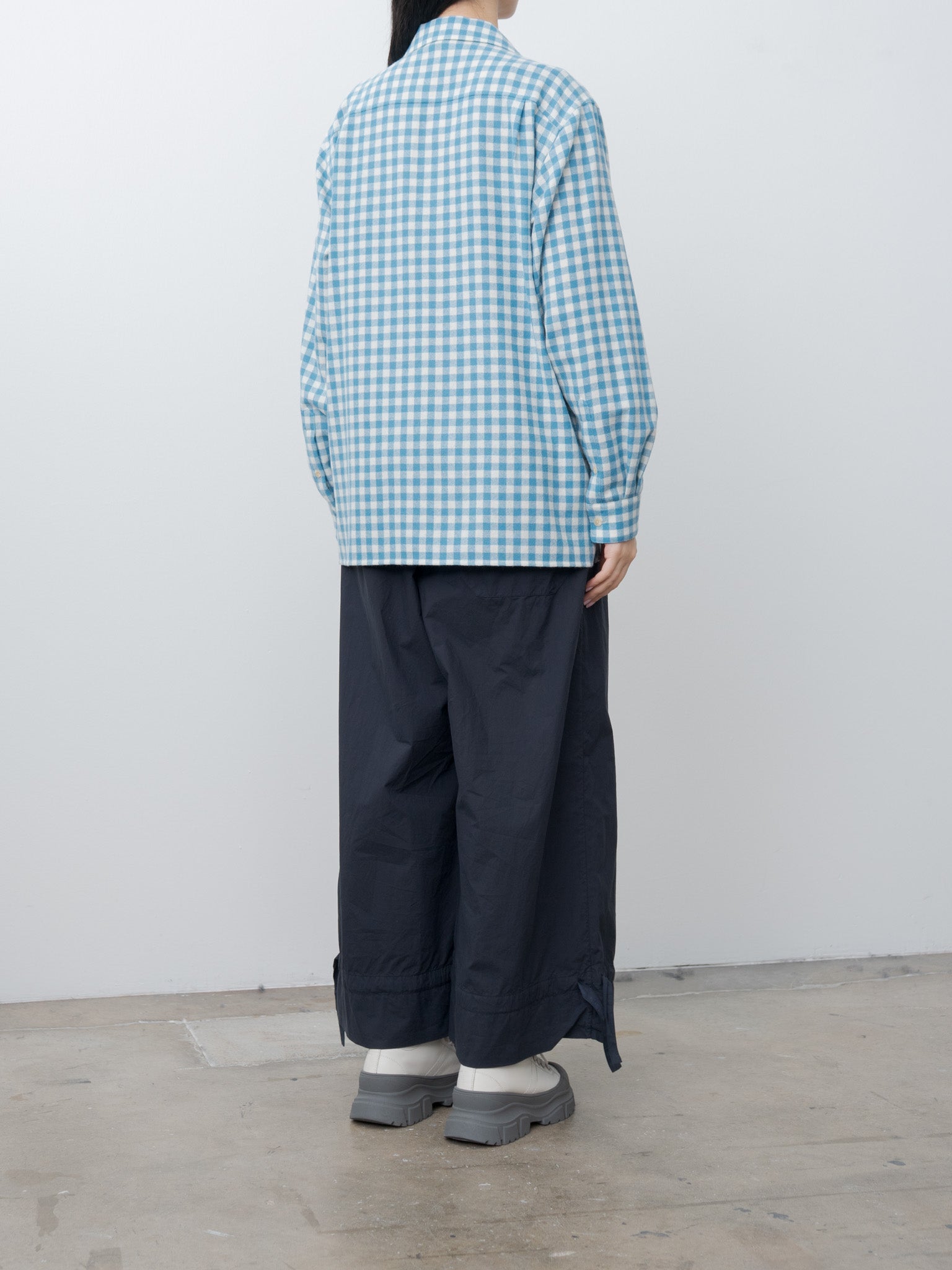 Namu Shop - Auralee Airy Smooth Cashmere Shirt Blouson - Light Blue Gingham Check