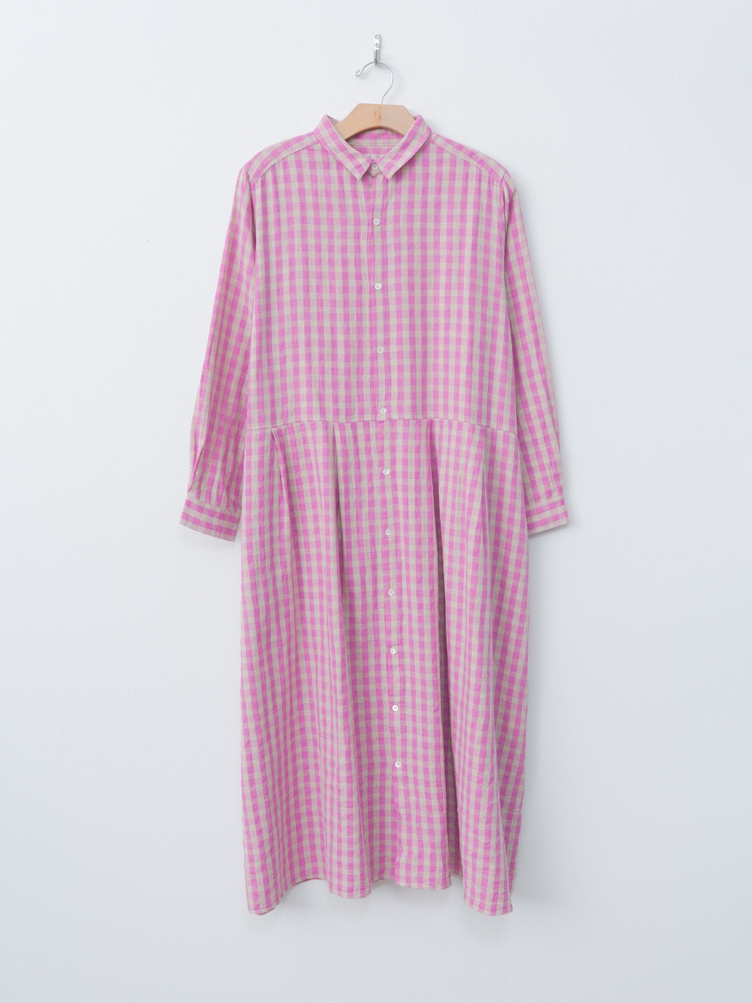 Namu Shop - Ichi Antiquites L/C Gingham Dress - Pink x Natural
