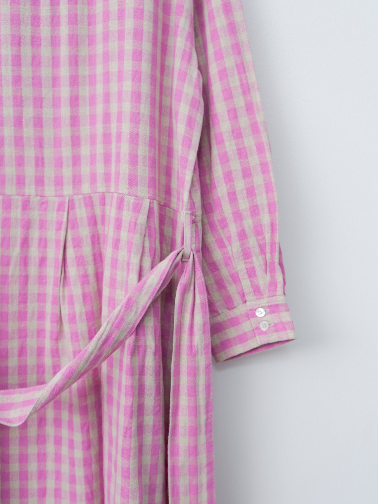 Namu Shop - Ichi Antiquites L/C Gingham Dress - Pink x Natural