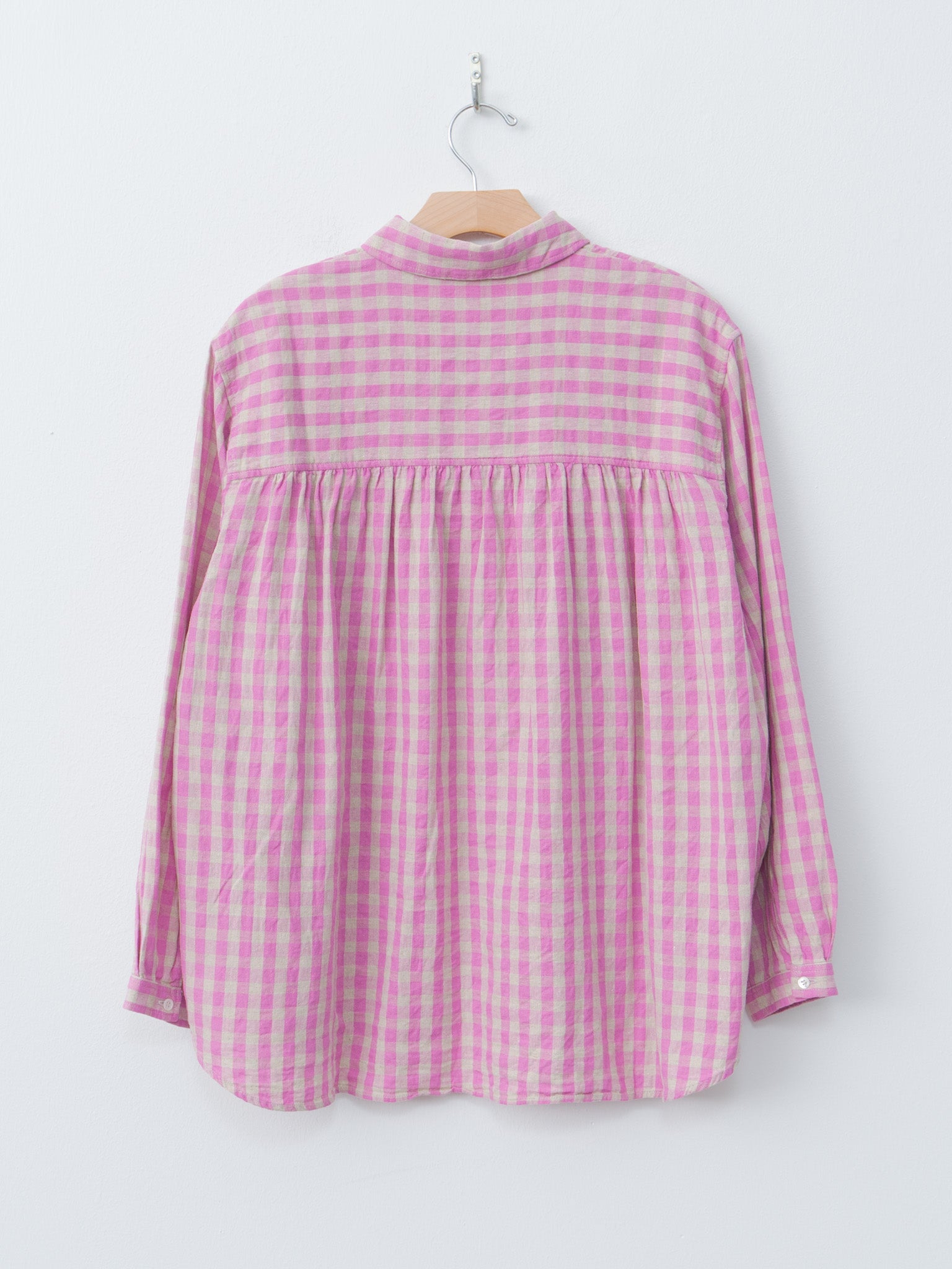 Namu Shop - Ichi Antiquites L/C Gingham Shirt - Pink x Natural