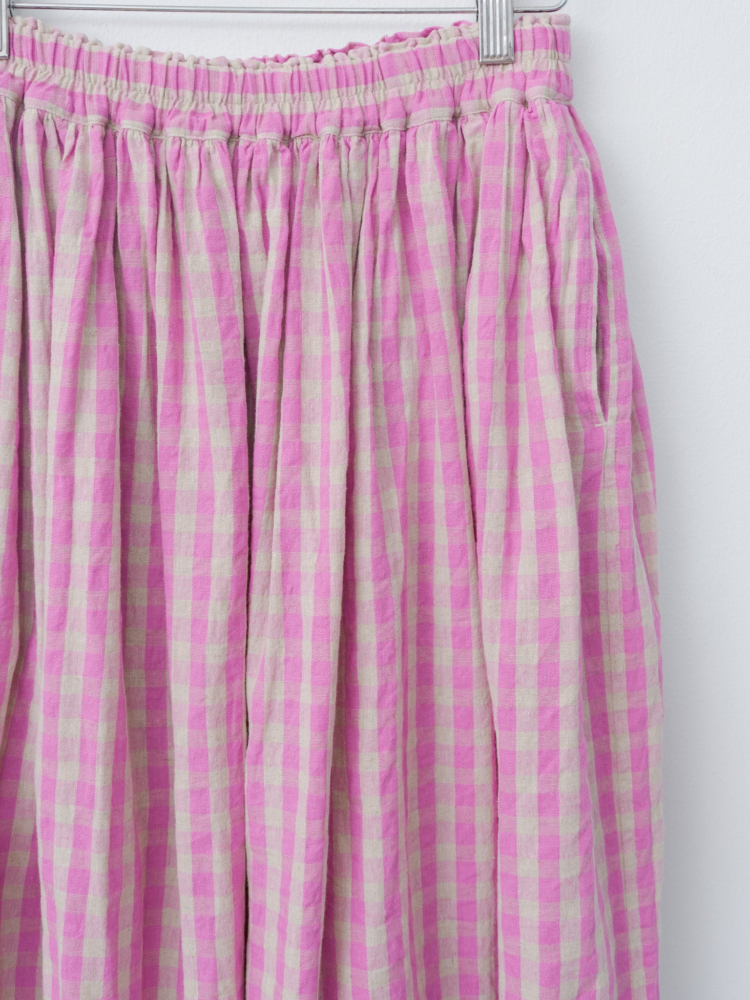 Namu Shop - Ichi Antiquites L/C Gingham Skirt - Pink x Natural