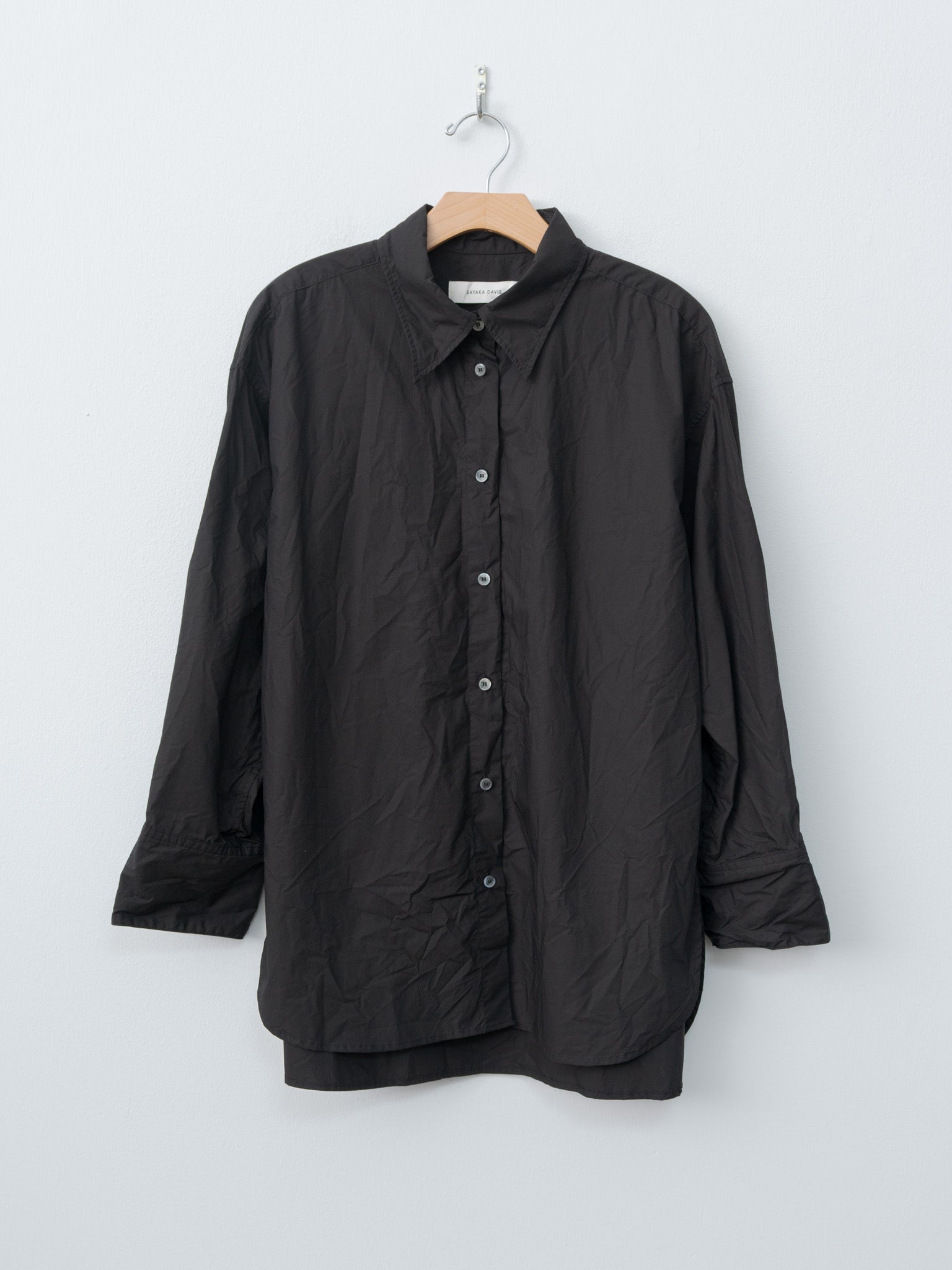 Namu Shop - Sayaka Davis Crinkled Oversized Shirt - Black