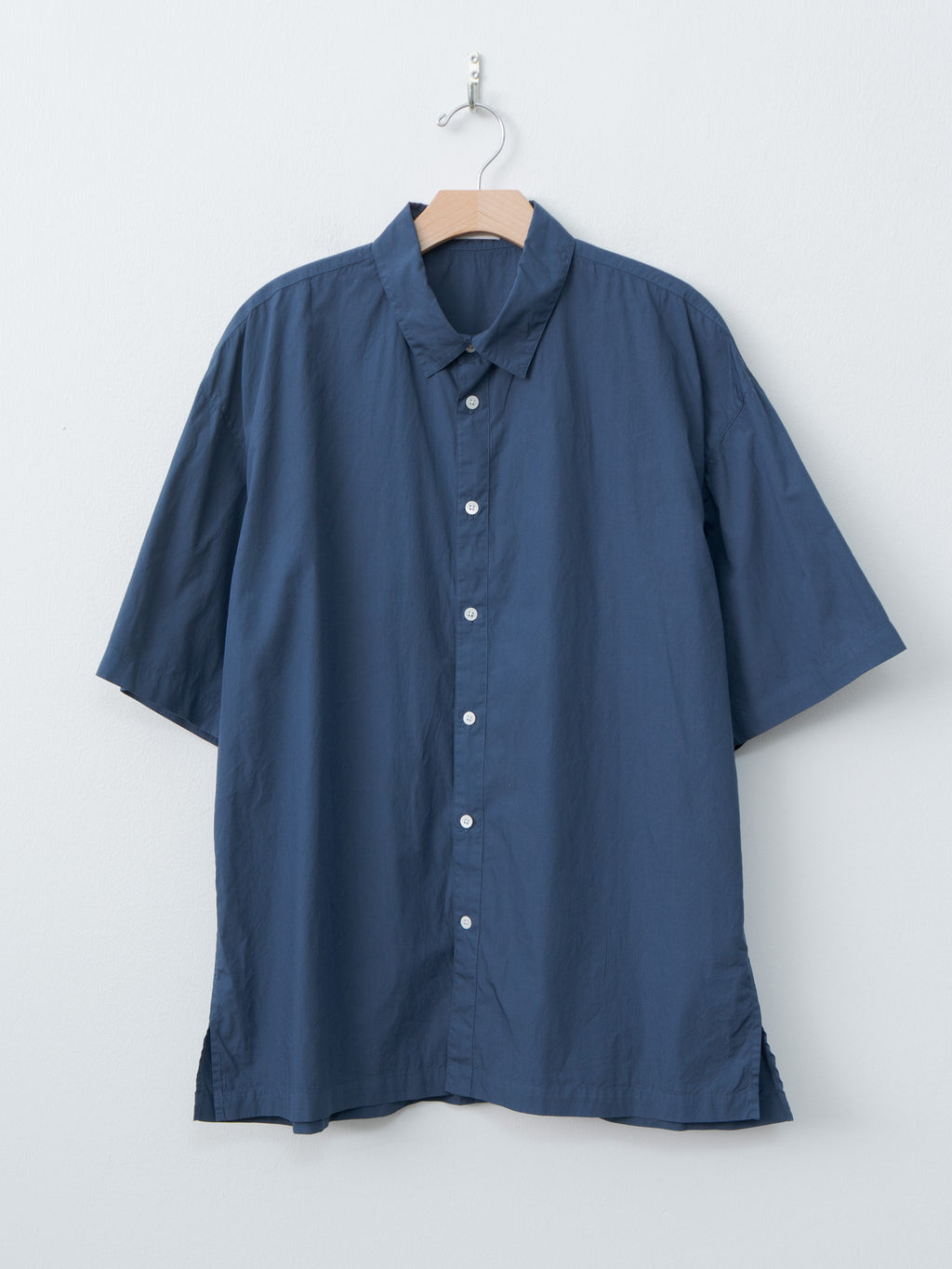 Cotton Lawn Oversized Short Sleeve Shirt - Navy