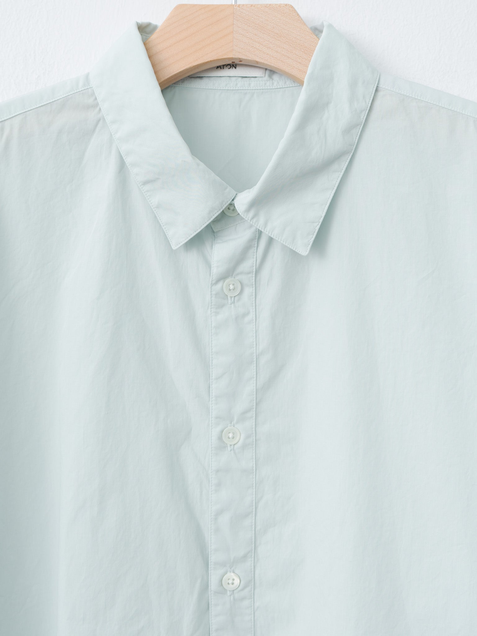Namu Shop - Aton Cotton Lawn Oversized Short Sleeve Shirt - Ice Blue