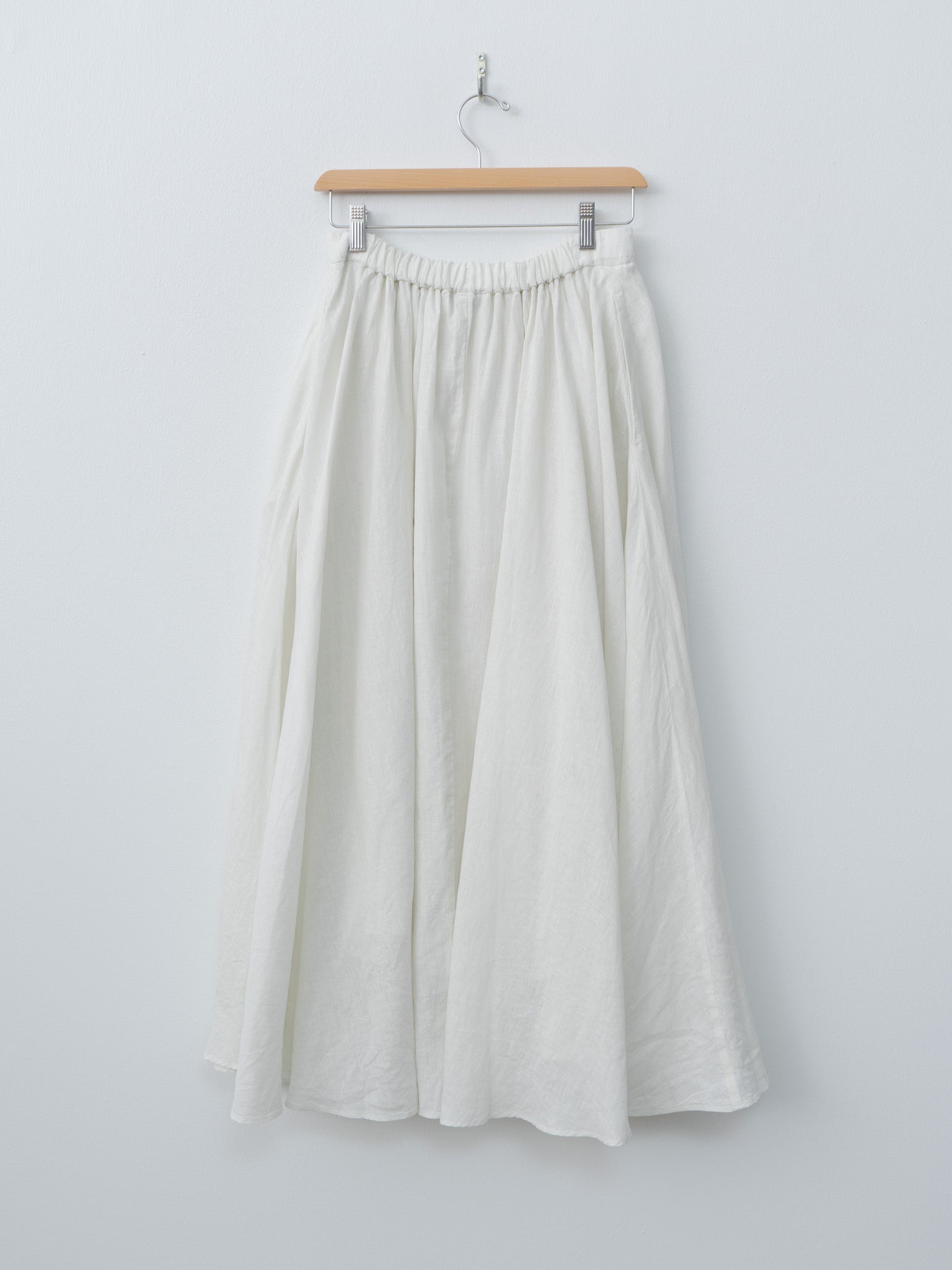 Namu Shop - Aton Natural Dyed Linen Lawn Gathered Skirt - Off White Mint