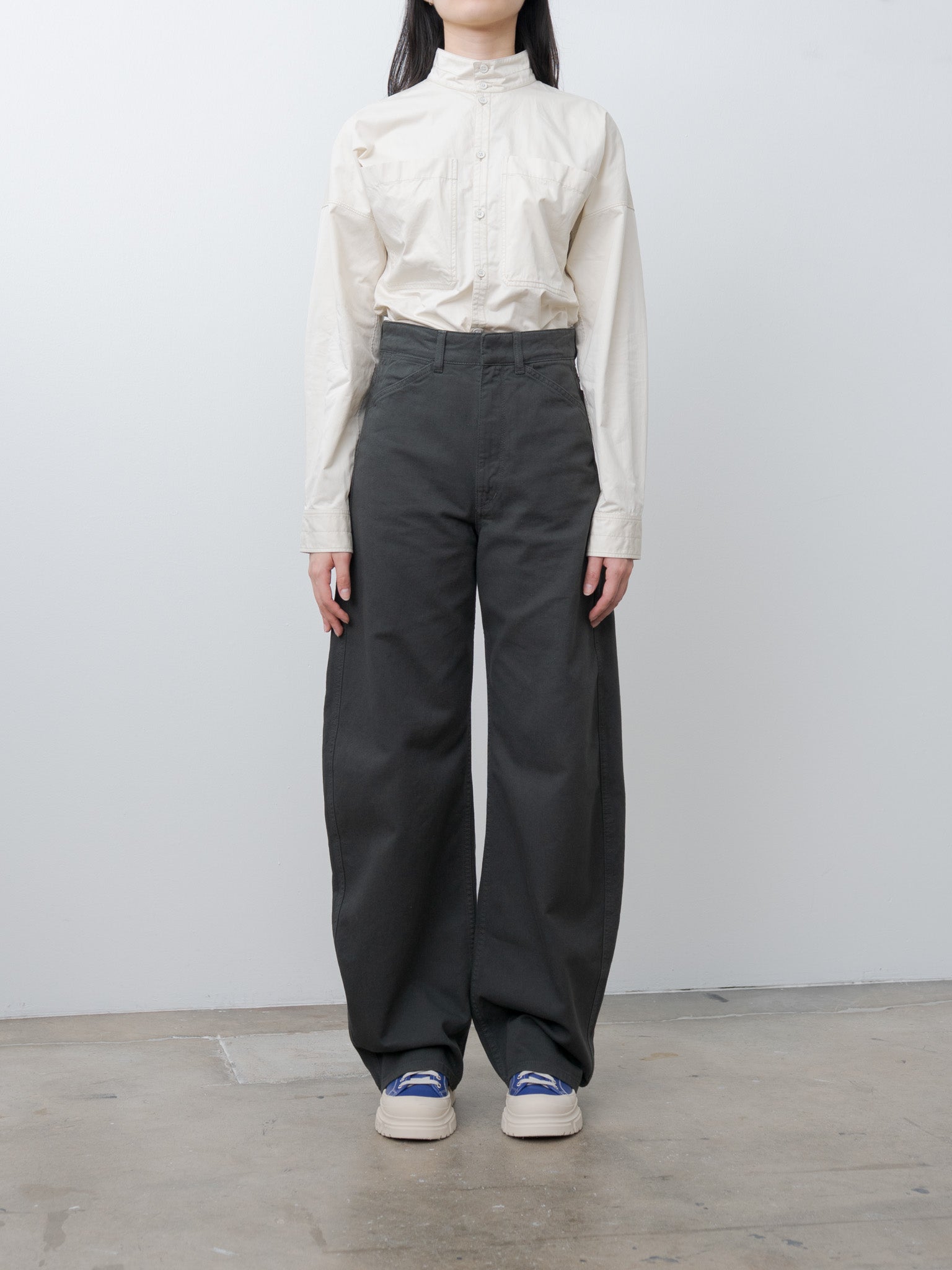 Namu Shop - Lemaire High Waisted Curved Pants - Carbon Blue