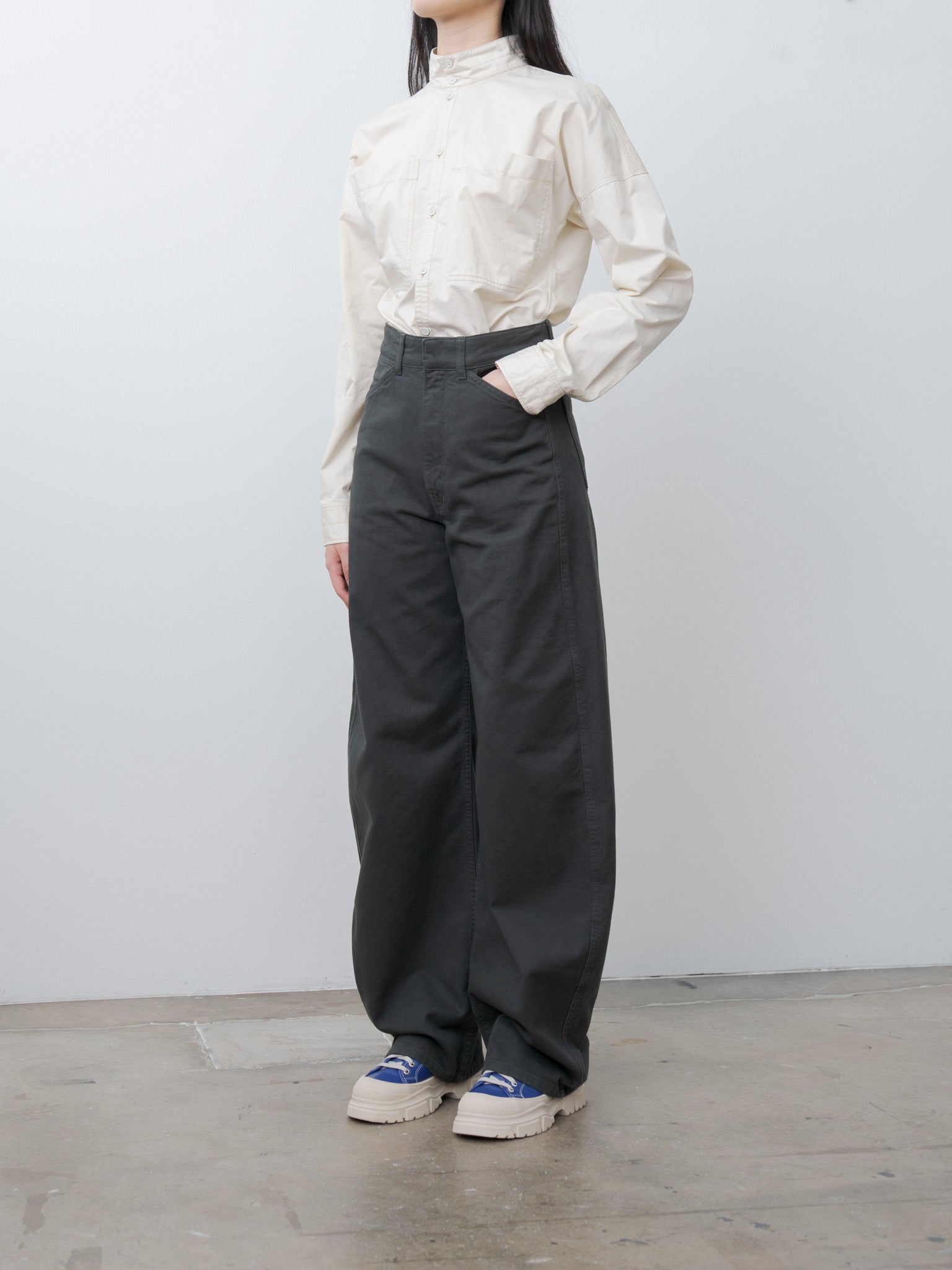 Namu Shop - Lemaire High Waisted Curved Pants - Carbon Blue