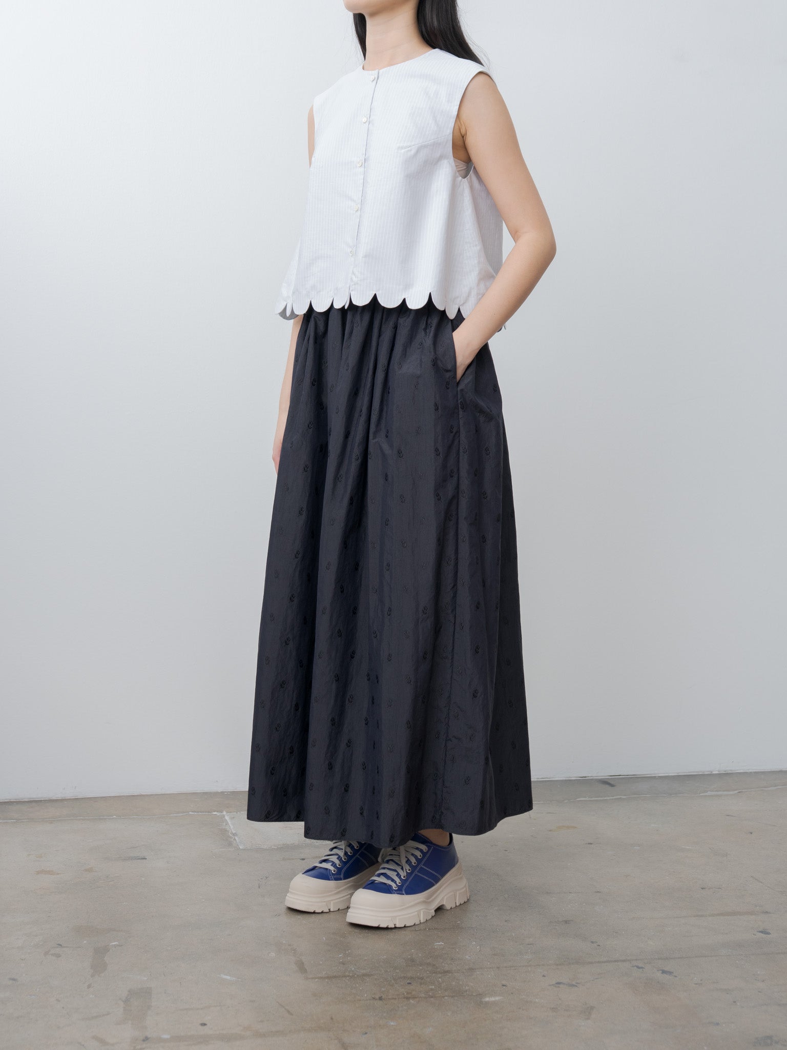 Namu Shop - Eleph A Cropped Top - Light Blue Stripe