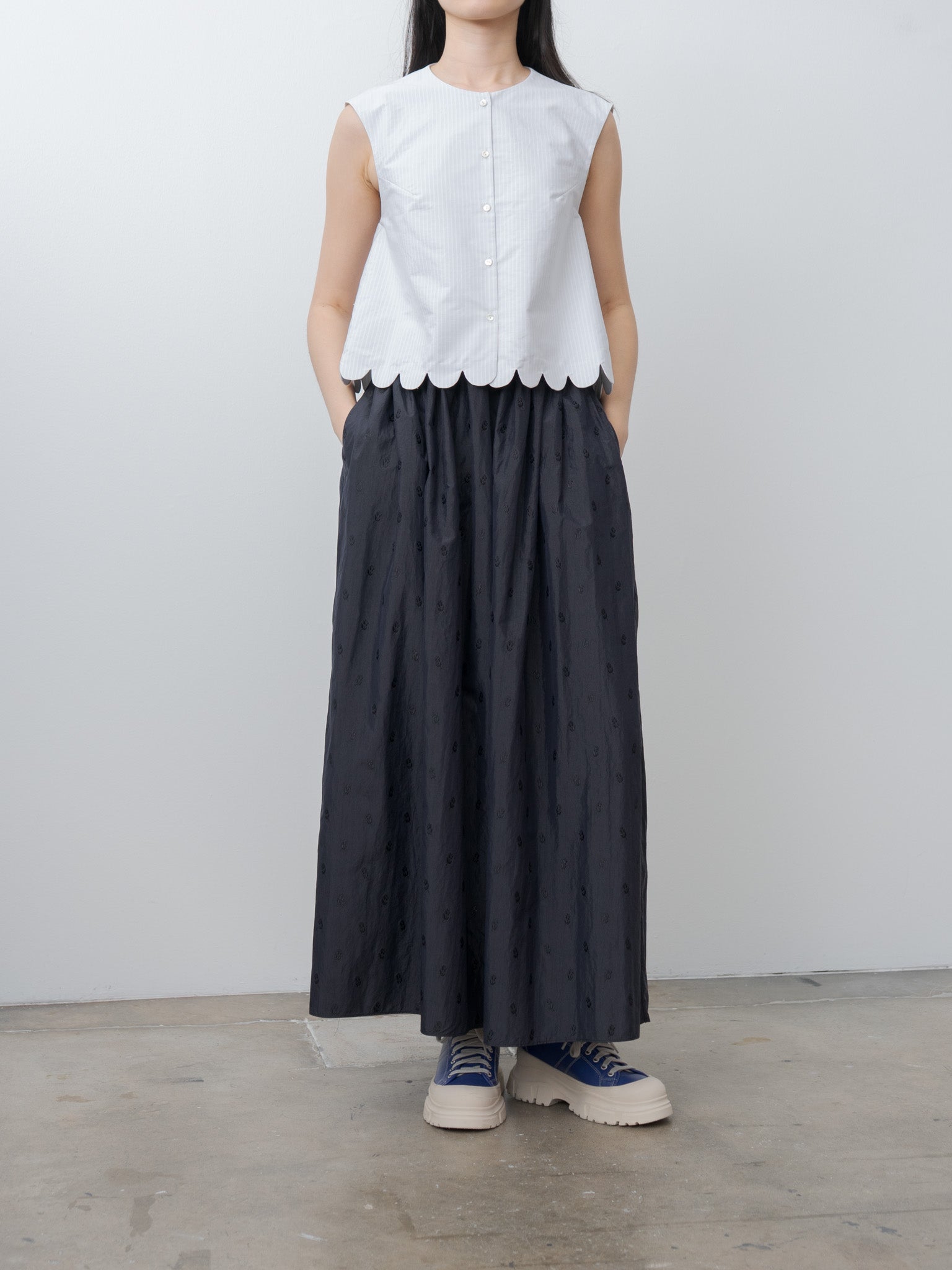 Namu Shop - Eleph A Cropped Top - Light Blue Stripe