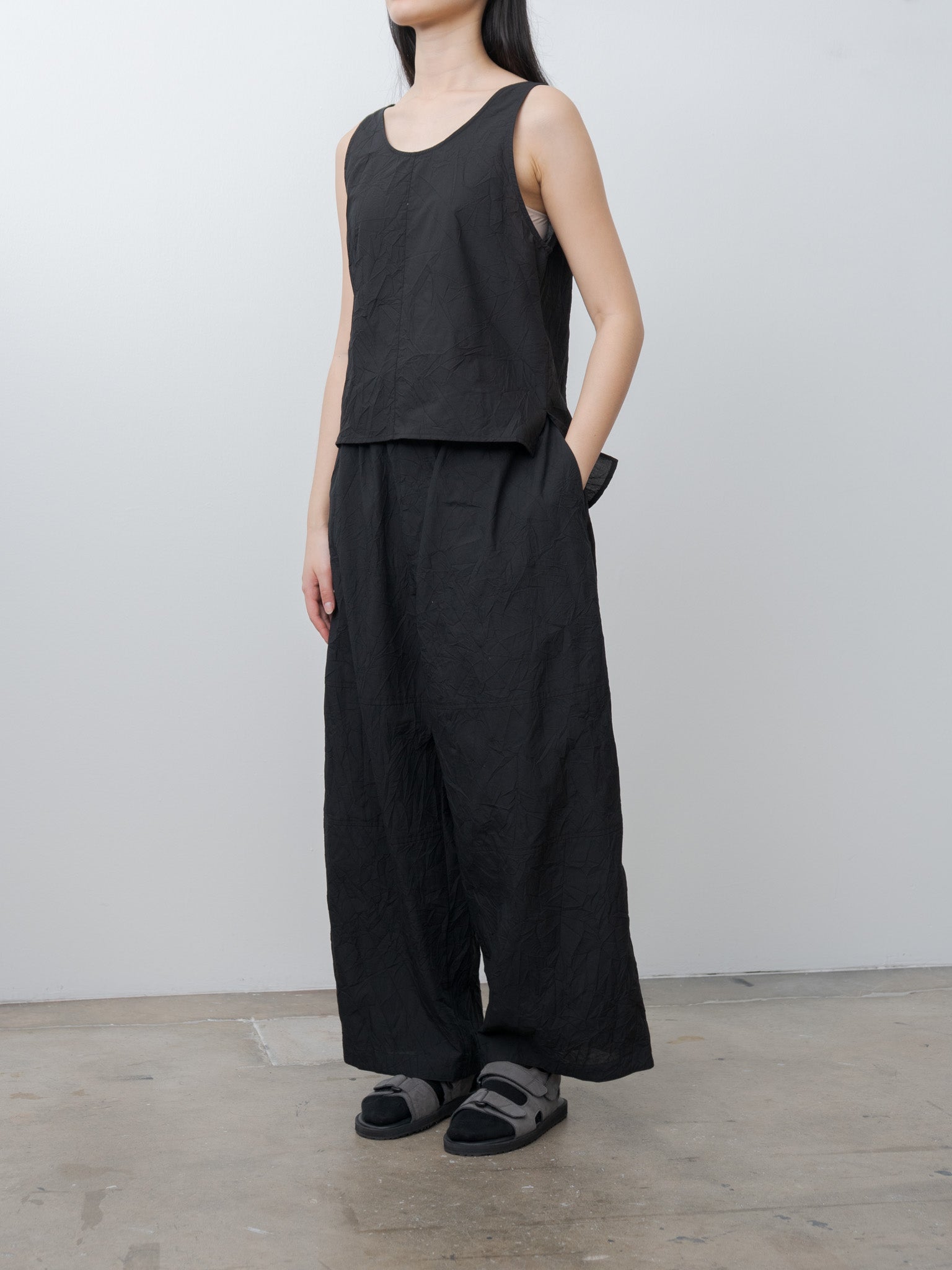Namu Shop - Aton Catch Washer Cotton Tank Top Pullover - Black