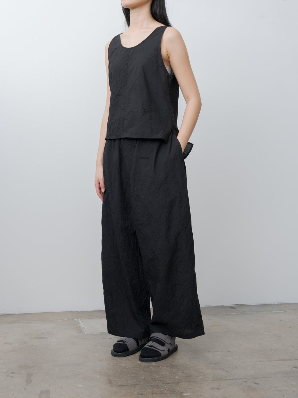 Catch Washer Cotton Tank Top Pullover - Black