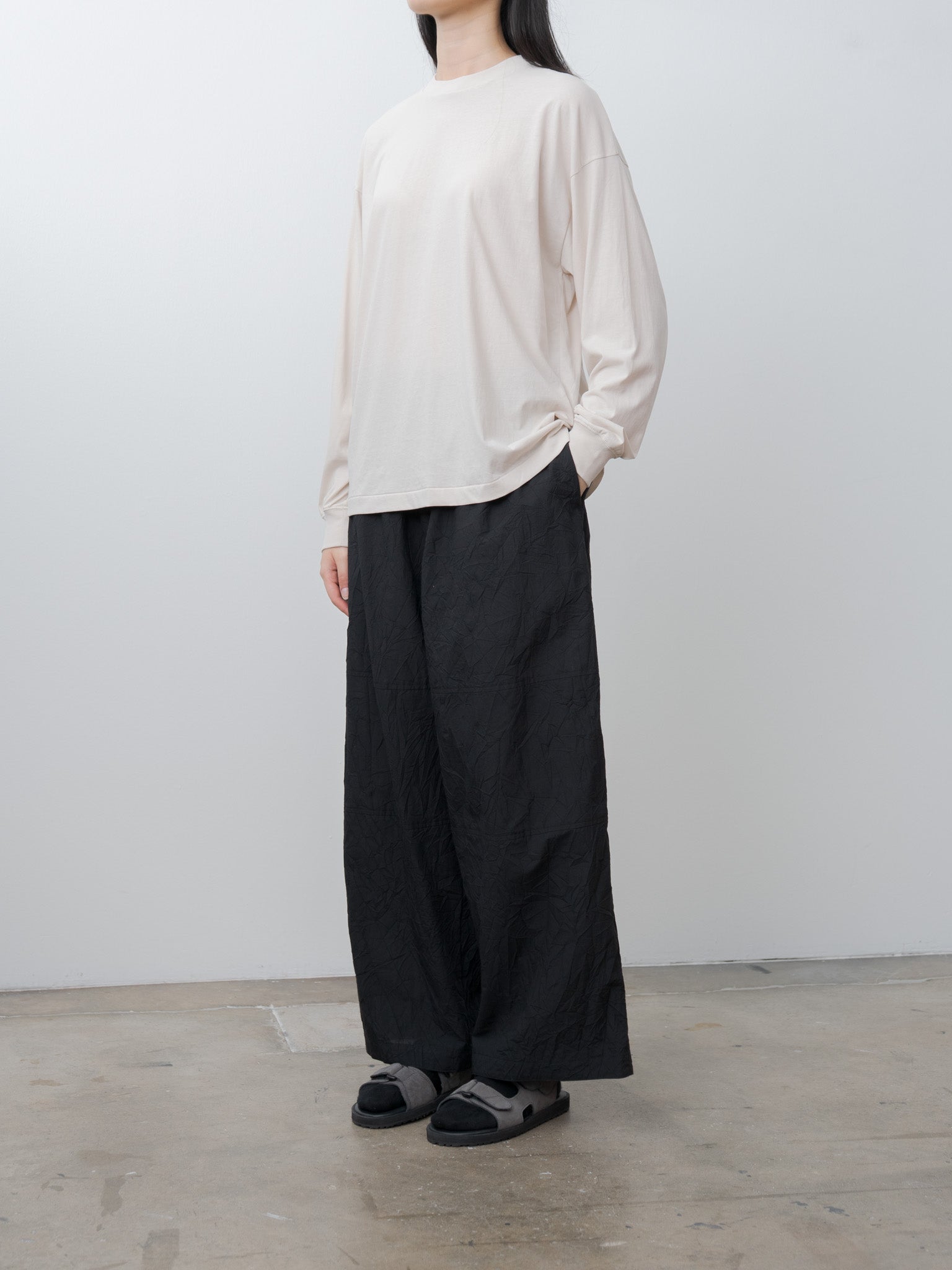 Namu Shop - Aton Fresca Nubuck Long Sleeve T-Shirt - Warm White