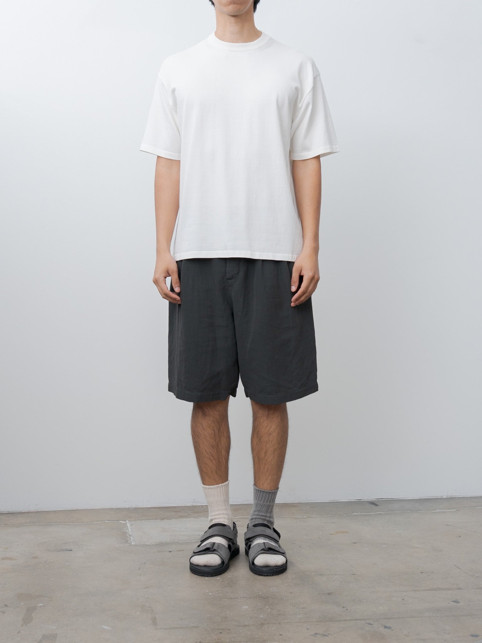 Namu Shop - Aton Fresca Knit Half Sleeve Crewneck Sweater - White