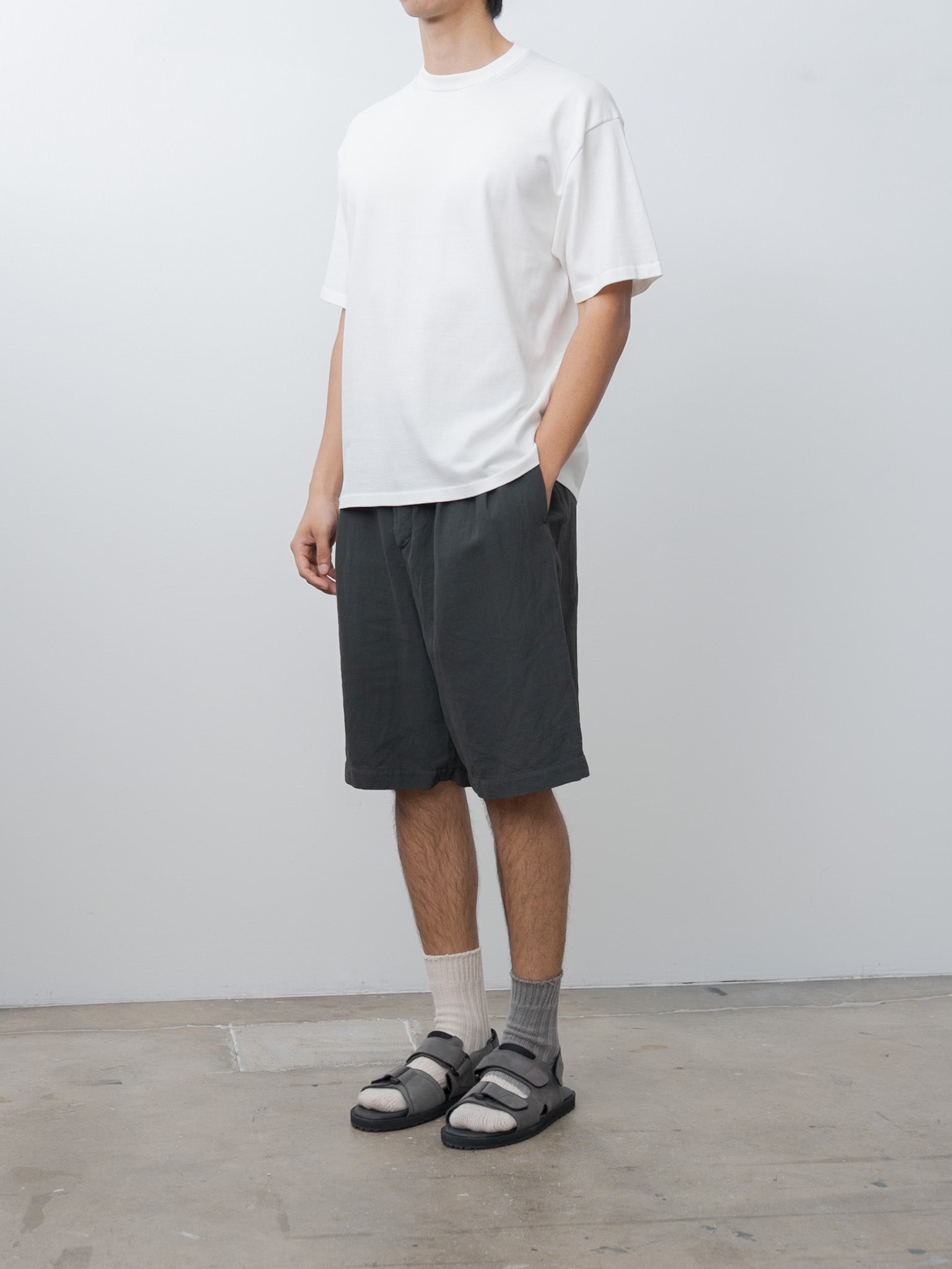 Namu Shop - Aton Fresca Knit Half Sleeve Crewneck Sweater - White